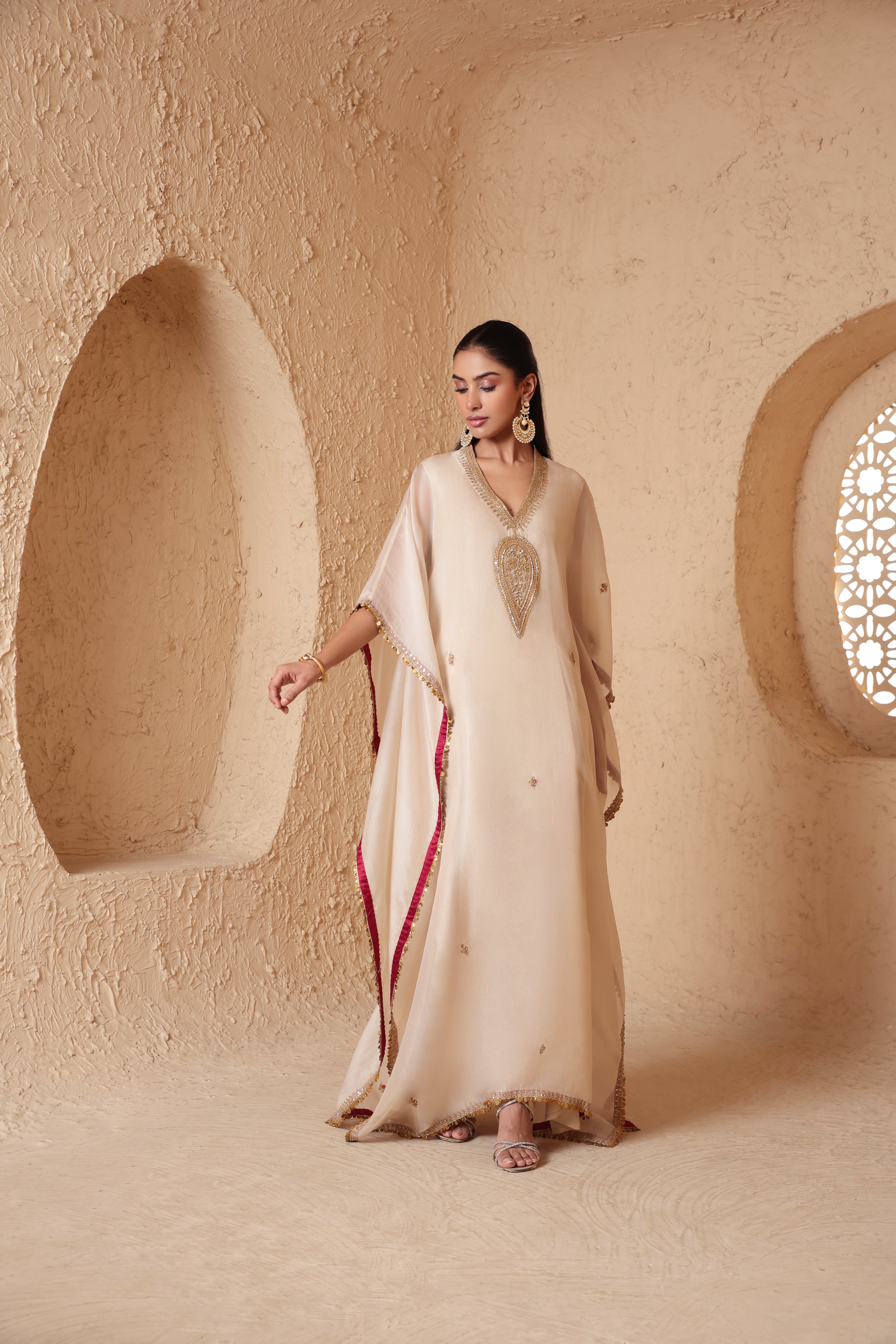 Mehrang Ivory Kaftan Set