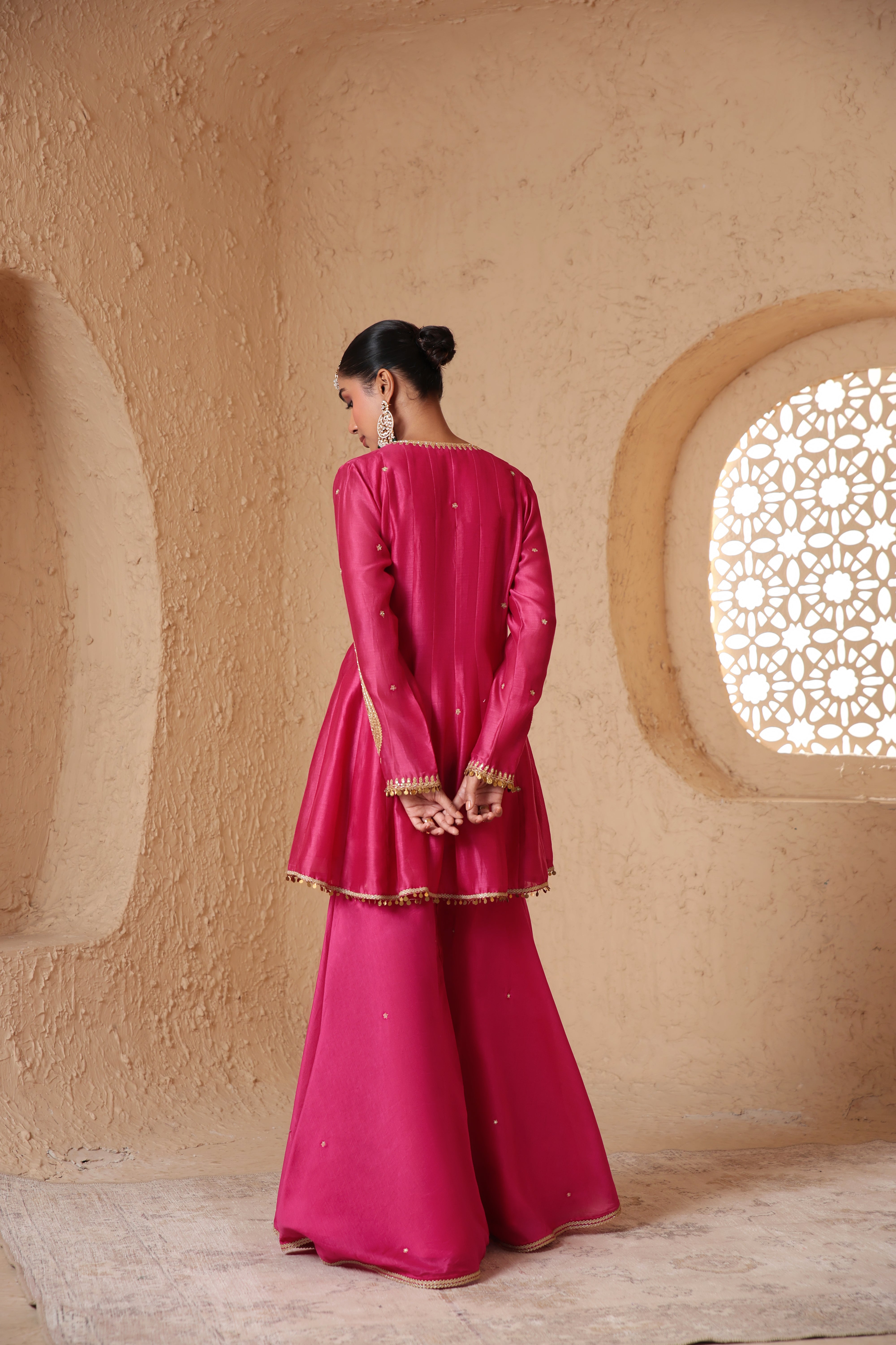 Mehrang Pink Angrakha Sharara Set