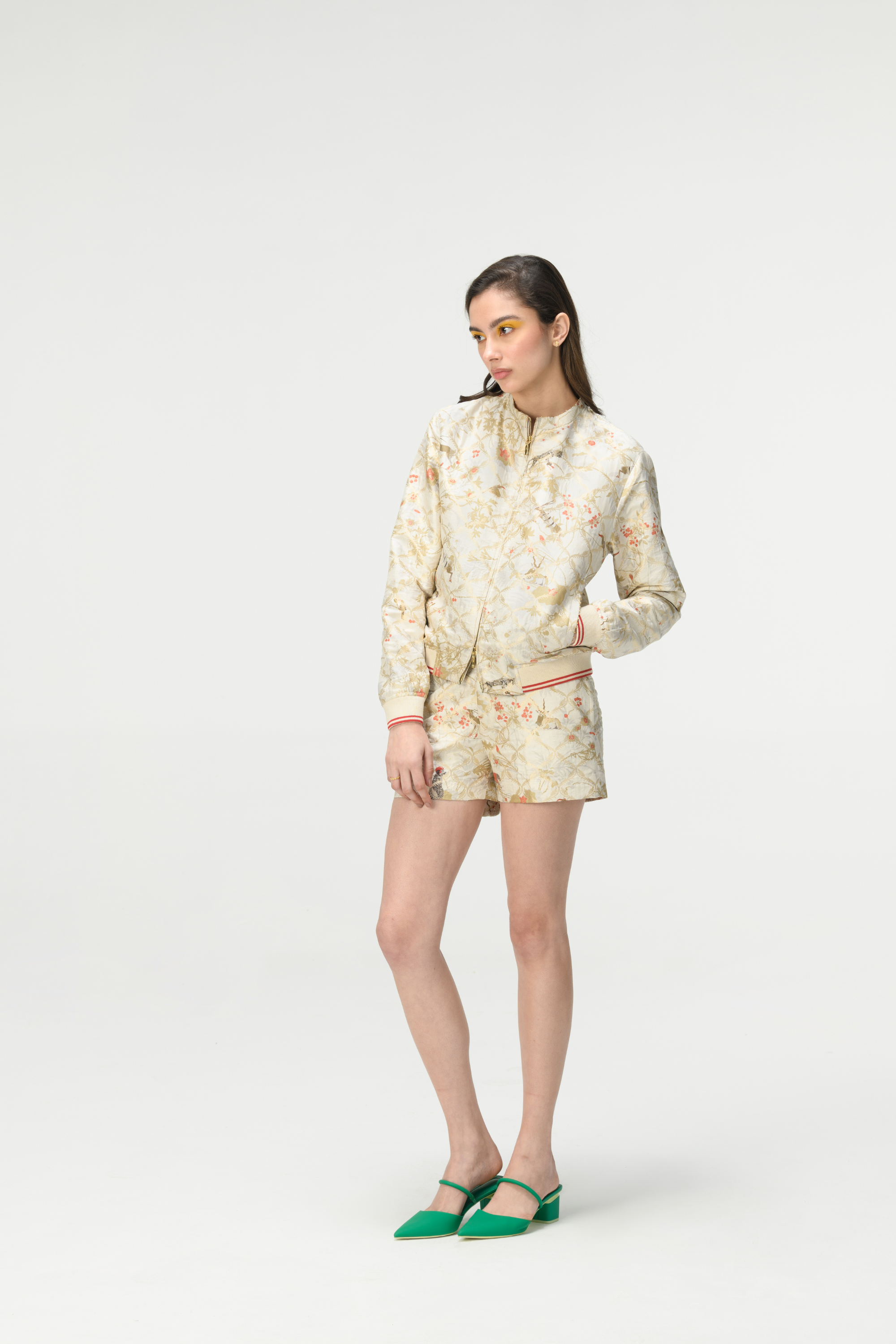 Rainforest Shorts Short Ivory Silk Brocade