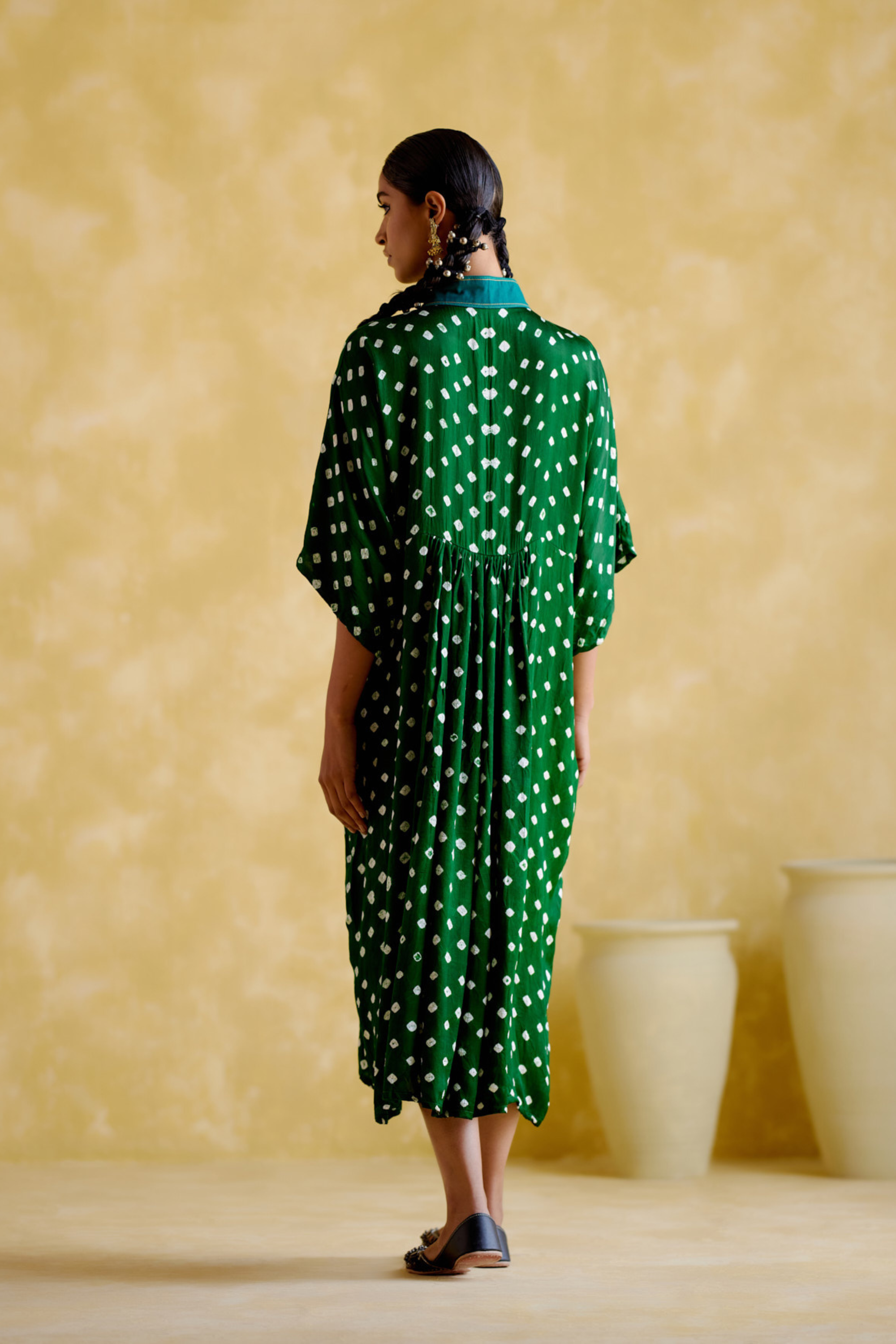 Devadarsana- green handcrafted kaftan
