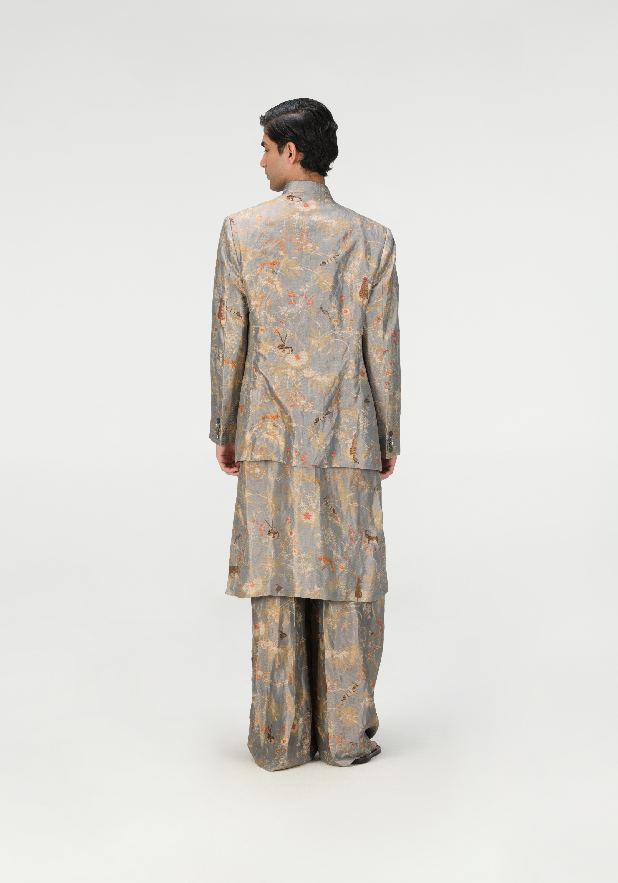 Rainforest Bandhgala Mcloud Silk Brocade Zig Zag