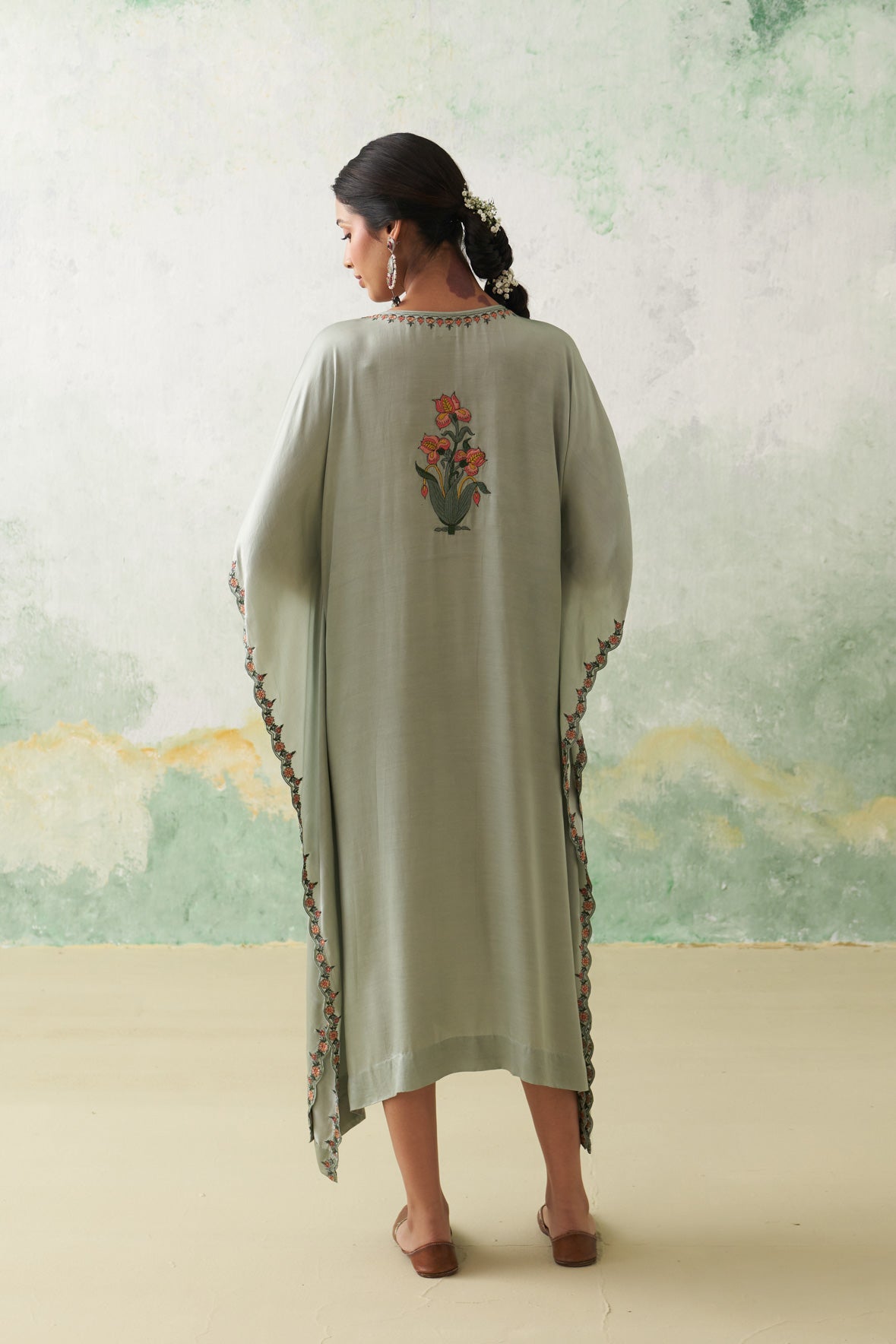 Satin Colorful Iris Petal Kaftan