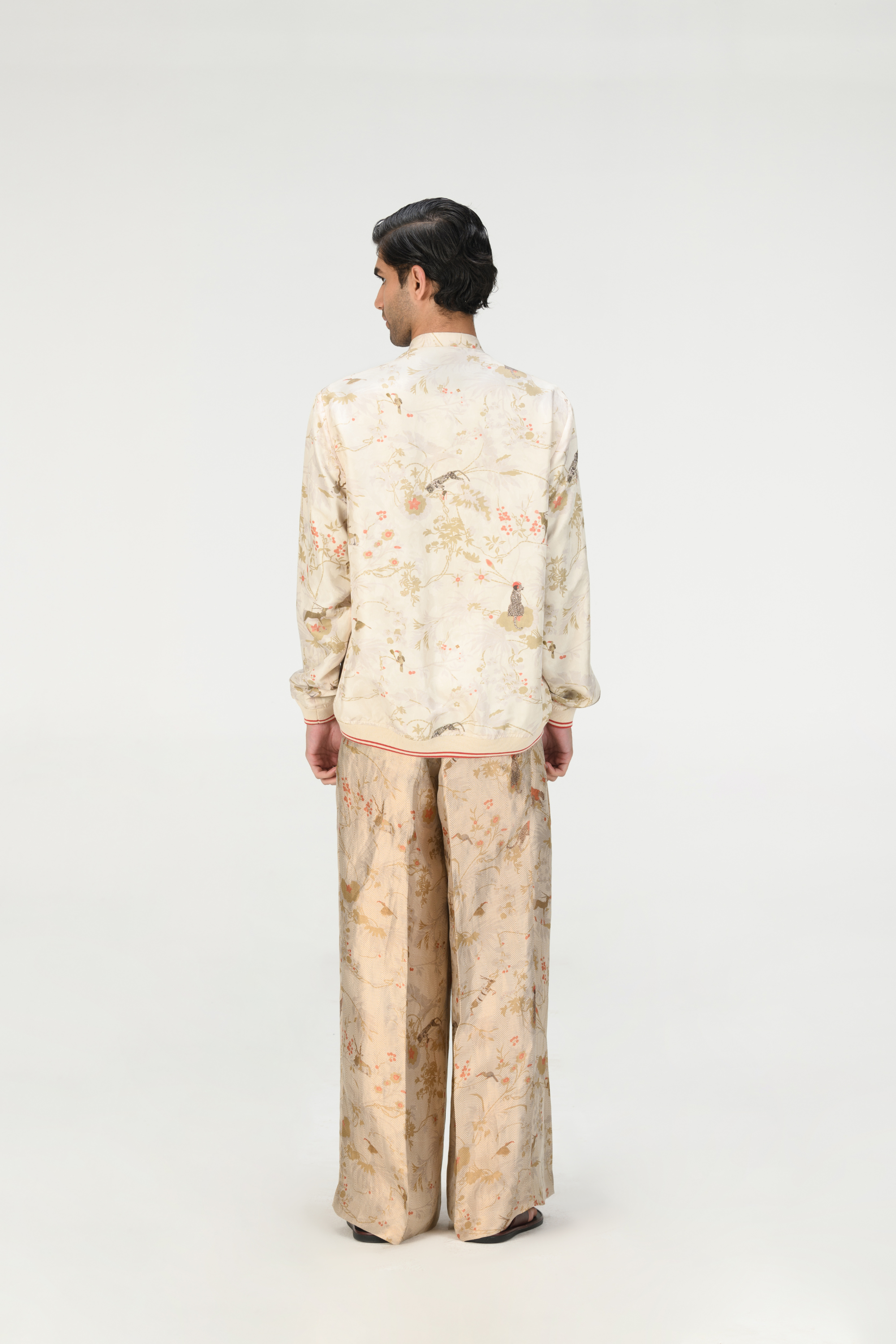 Rainforest Janbaaz Bomber Jacket Ivory Silk Damask