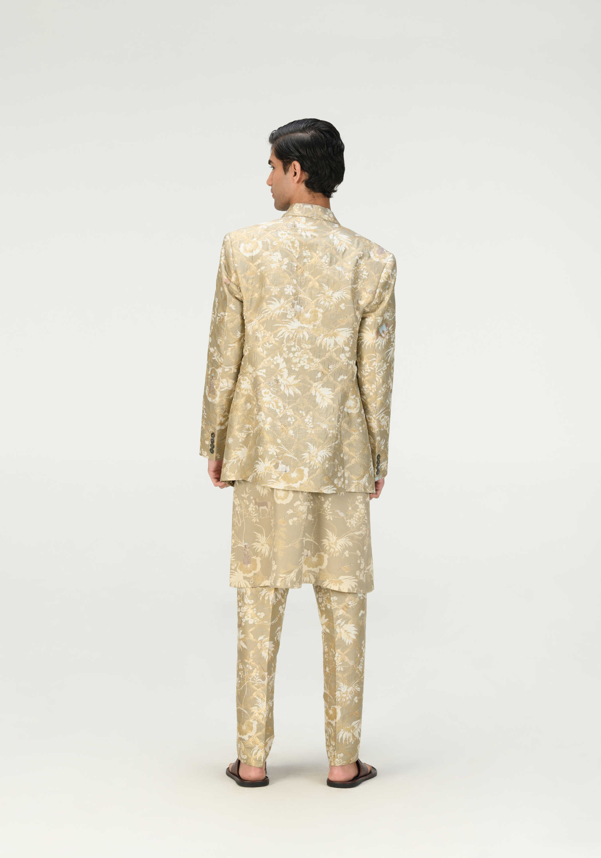 Rainforest Classic Trousers Ogrey Rainforest Silk Brocade