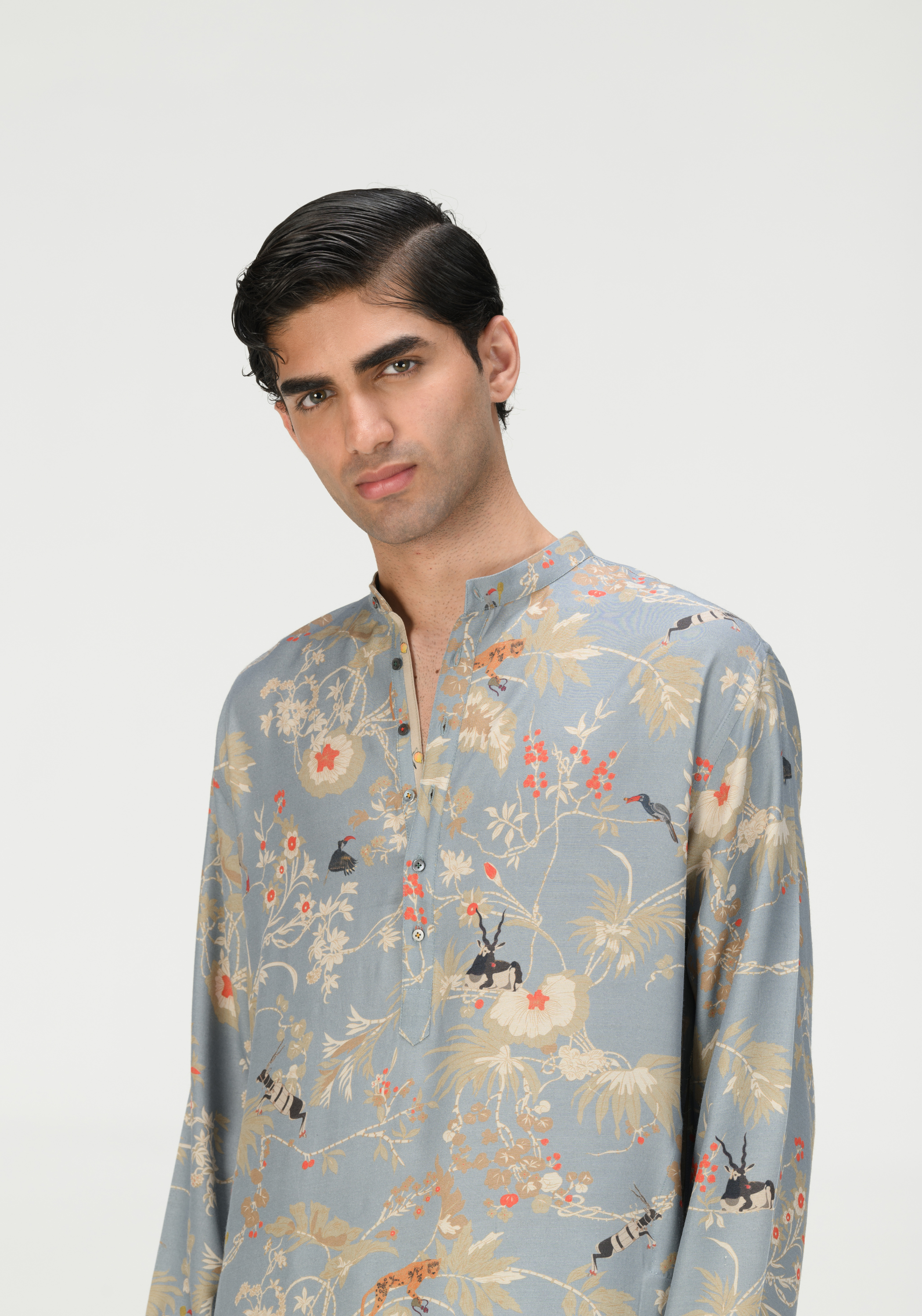 Rainforest Chhote Miyan Kurta (Raw Edge) Mcloud Linen