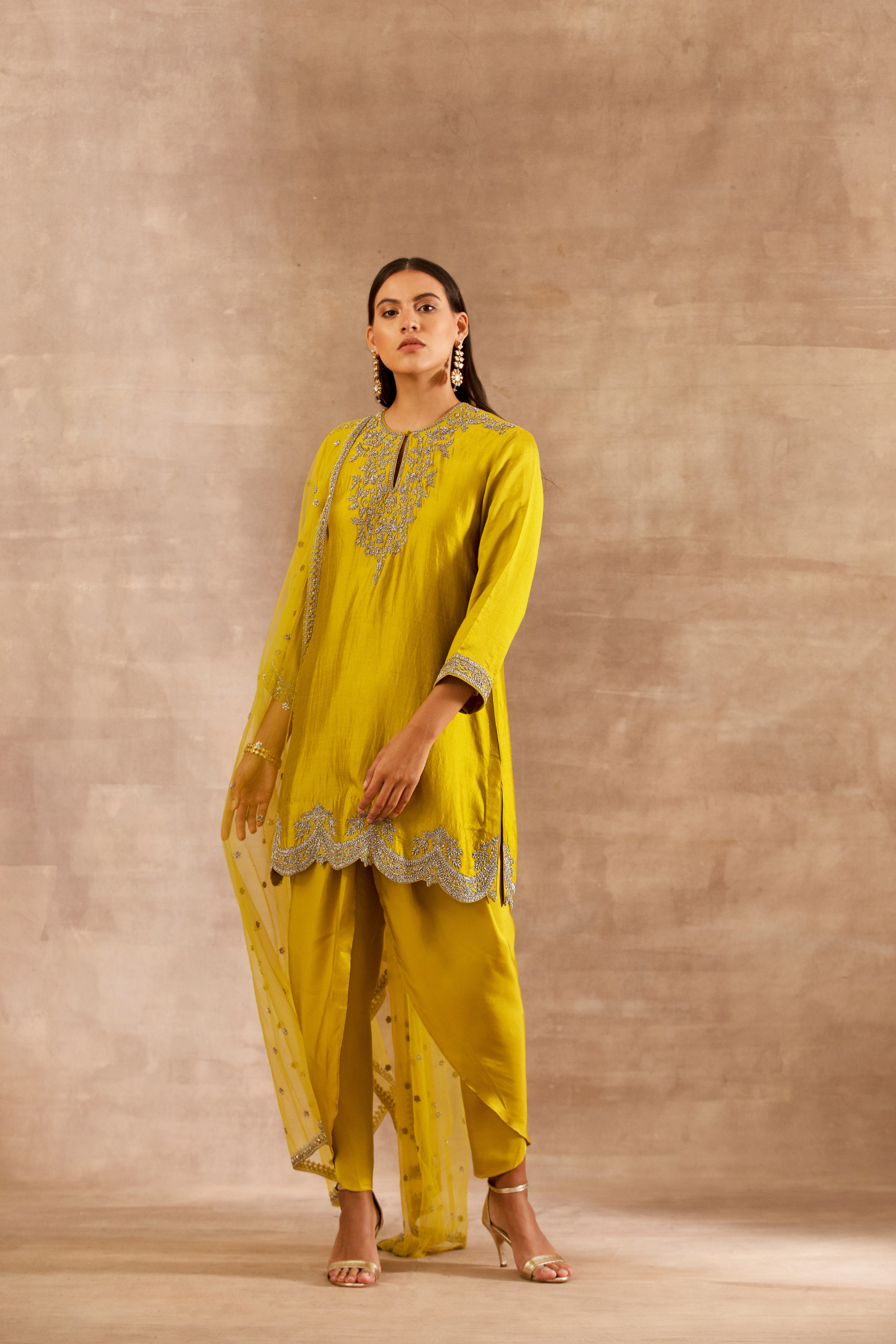 Mustard Embroidered Tunic Set