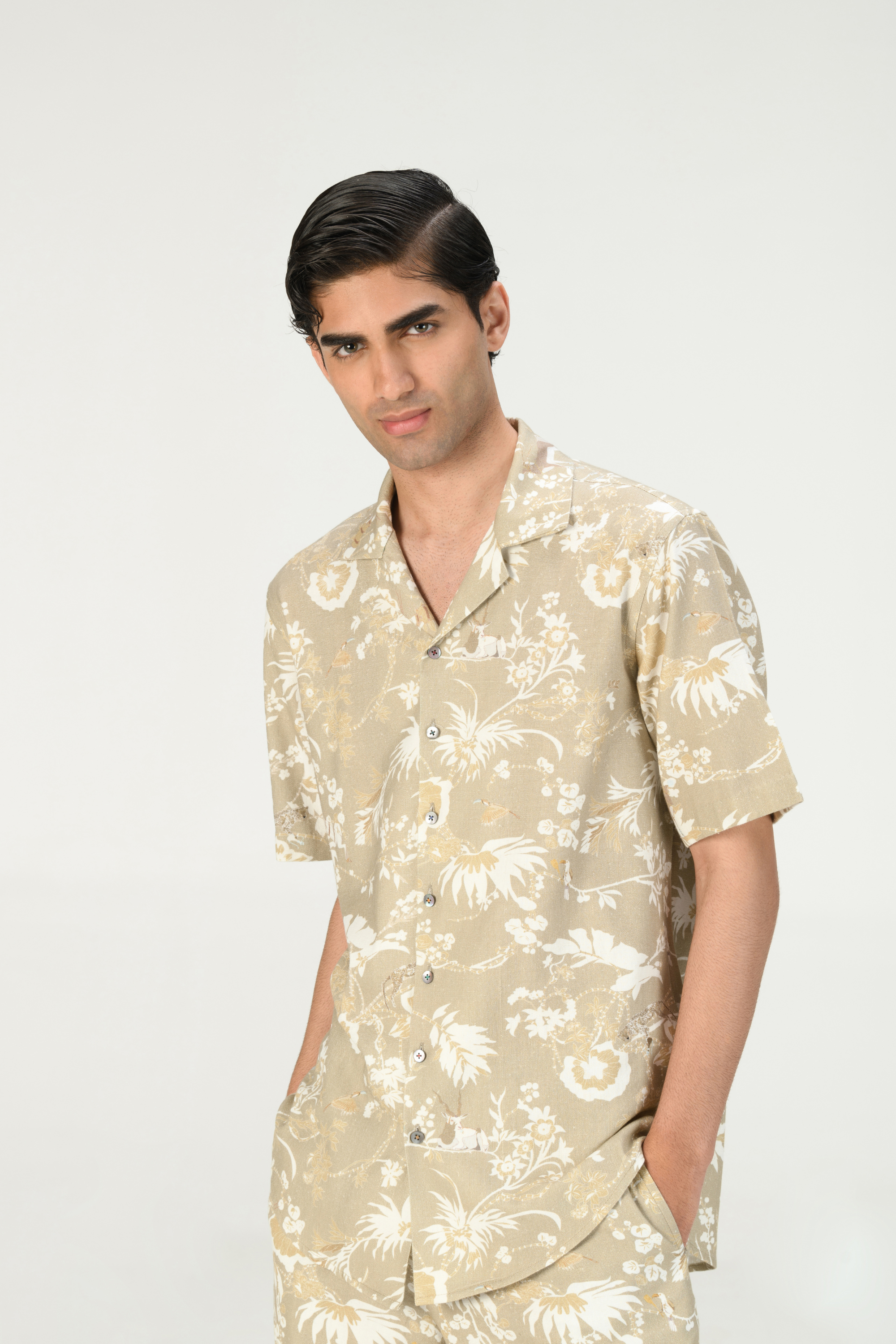 Rainforest Bush Shirt Oyster Grey Heavy Cotton
