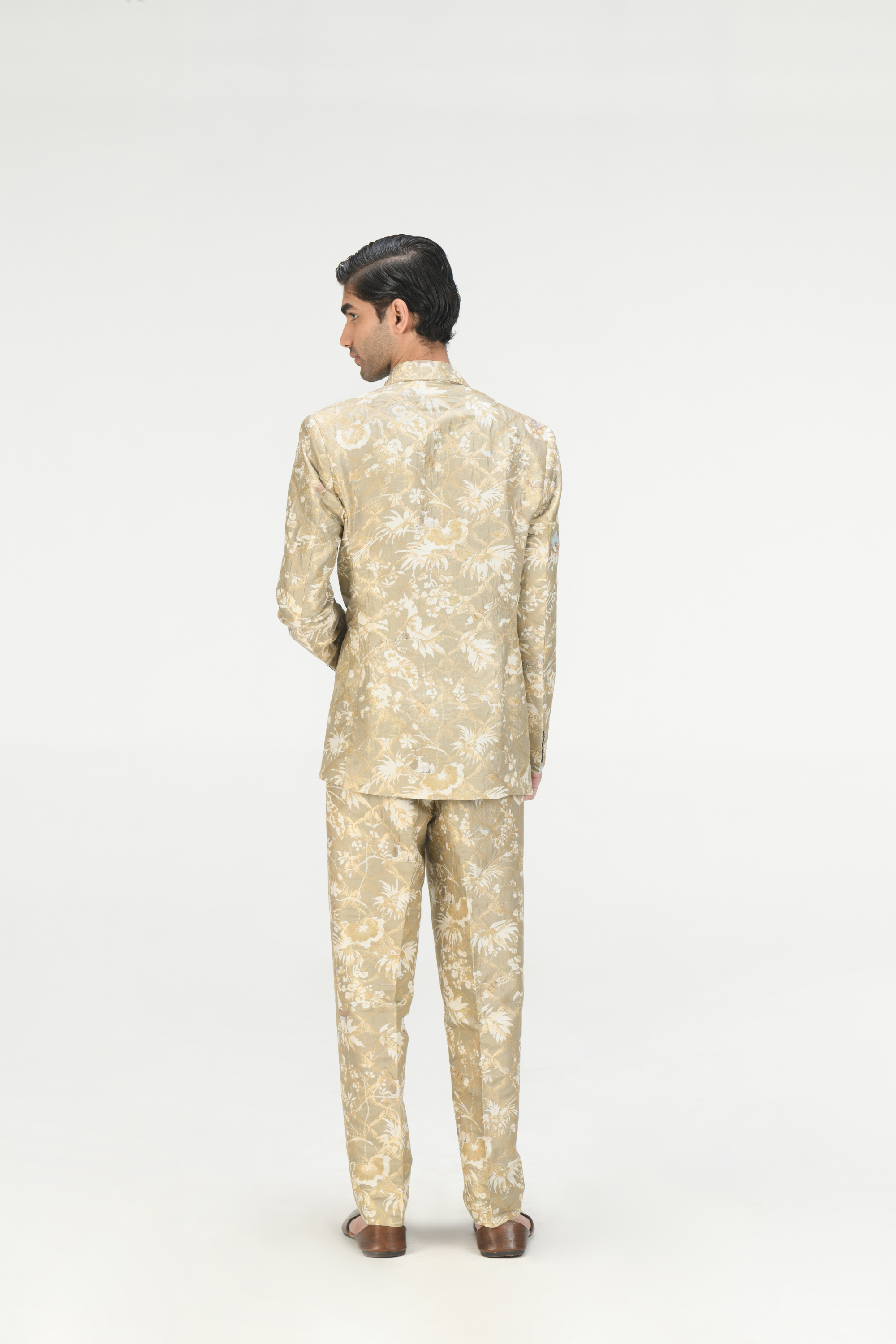 Rainforest Rana Blazer Oyster Grey Silk Brocade