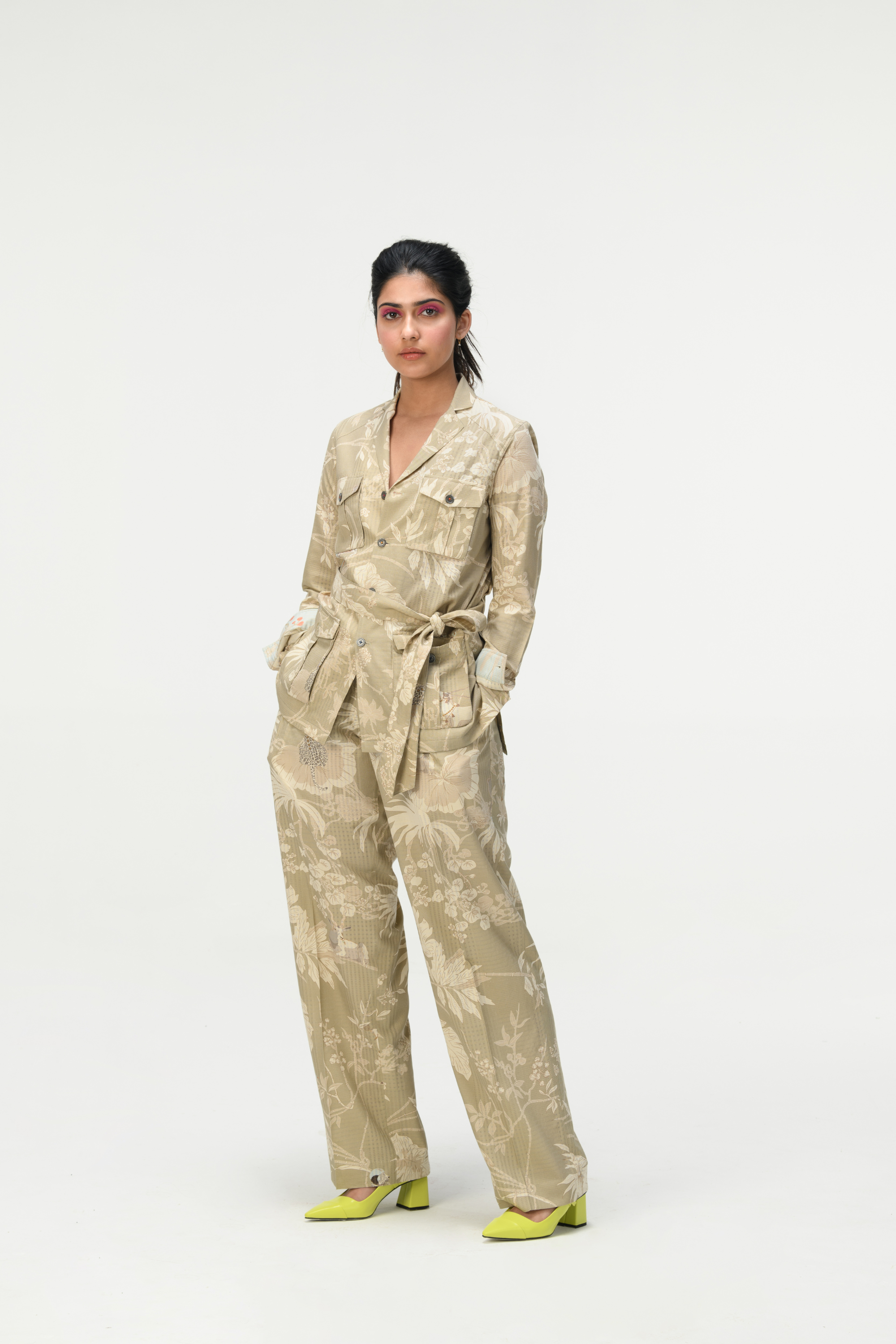 Rainforest Safari Jacket Oyster Grey Cotton Silk Check