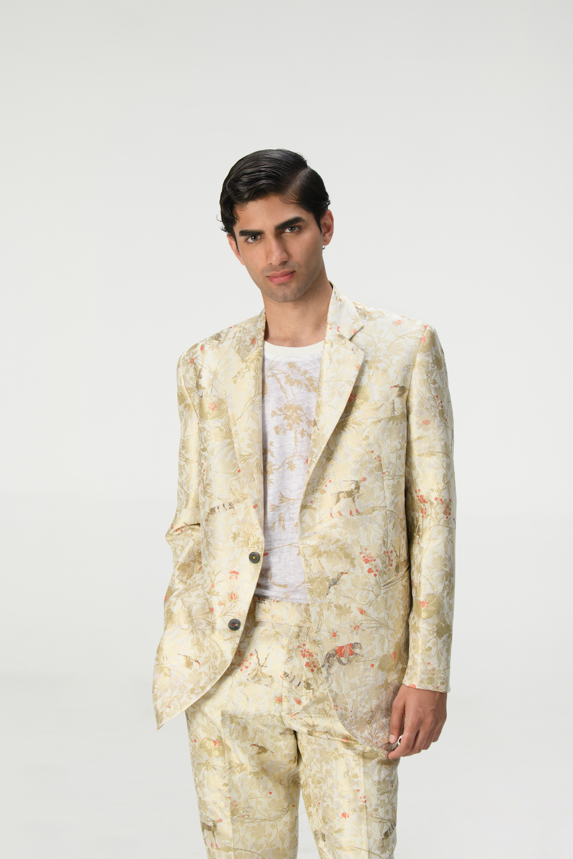 Rainforest Rana Blazer Ivory Silk Brocade