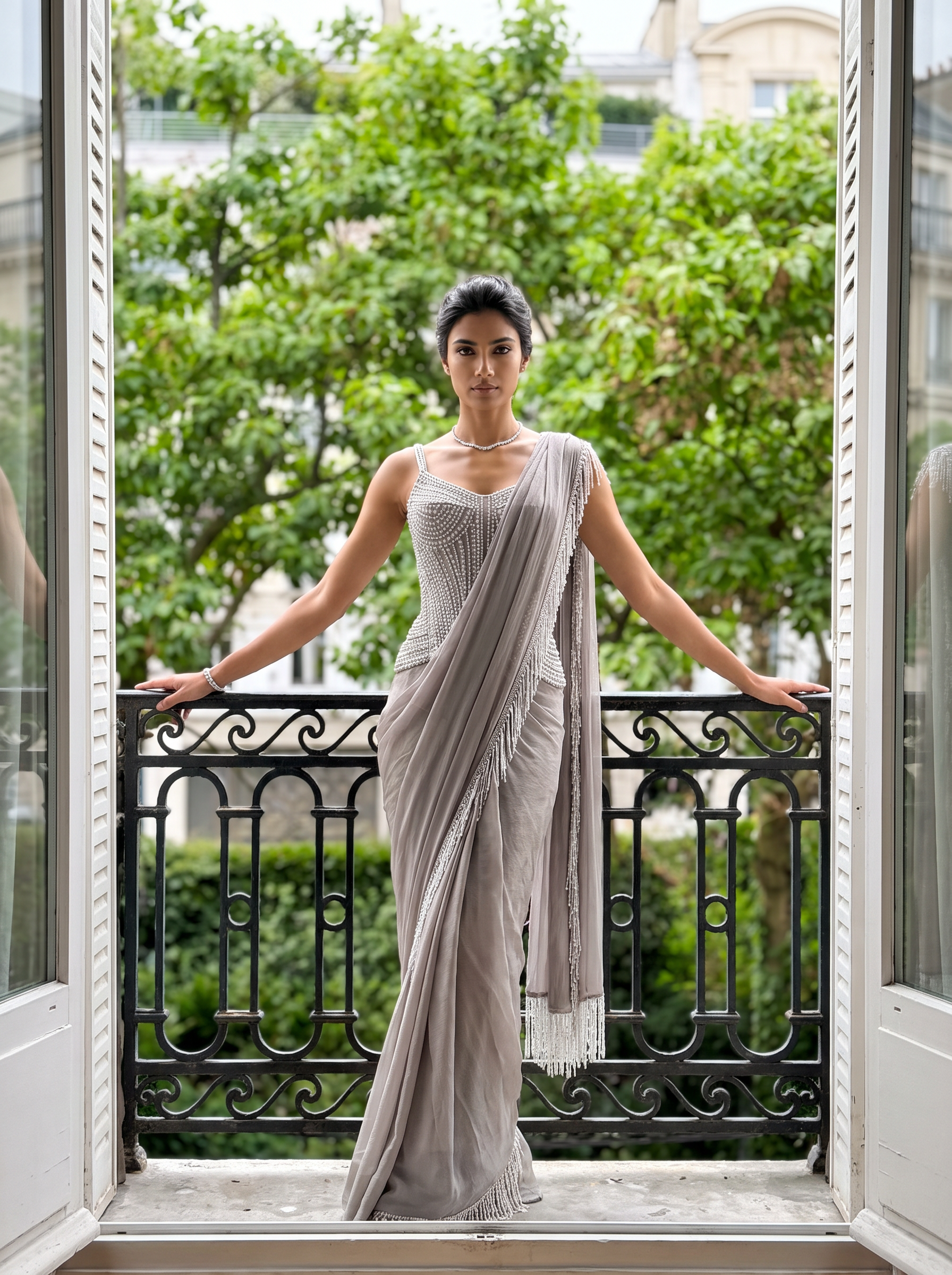 Vesper - A Shimmer Chiffon Pre-Stitched Sari