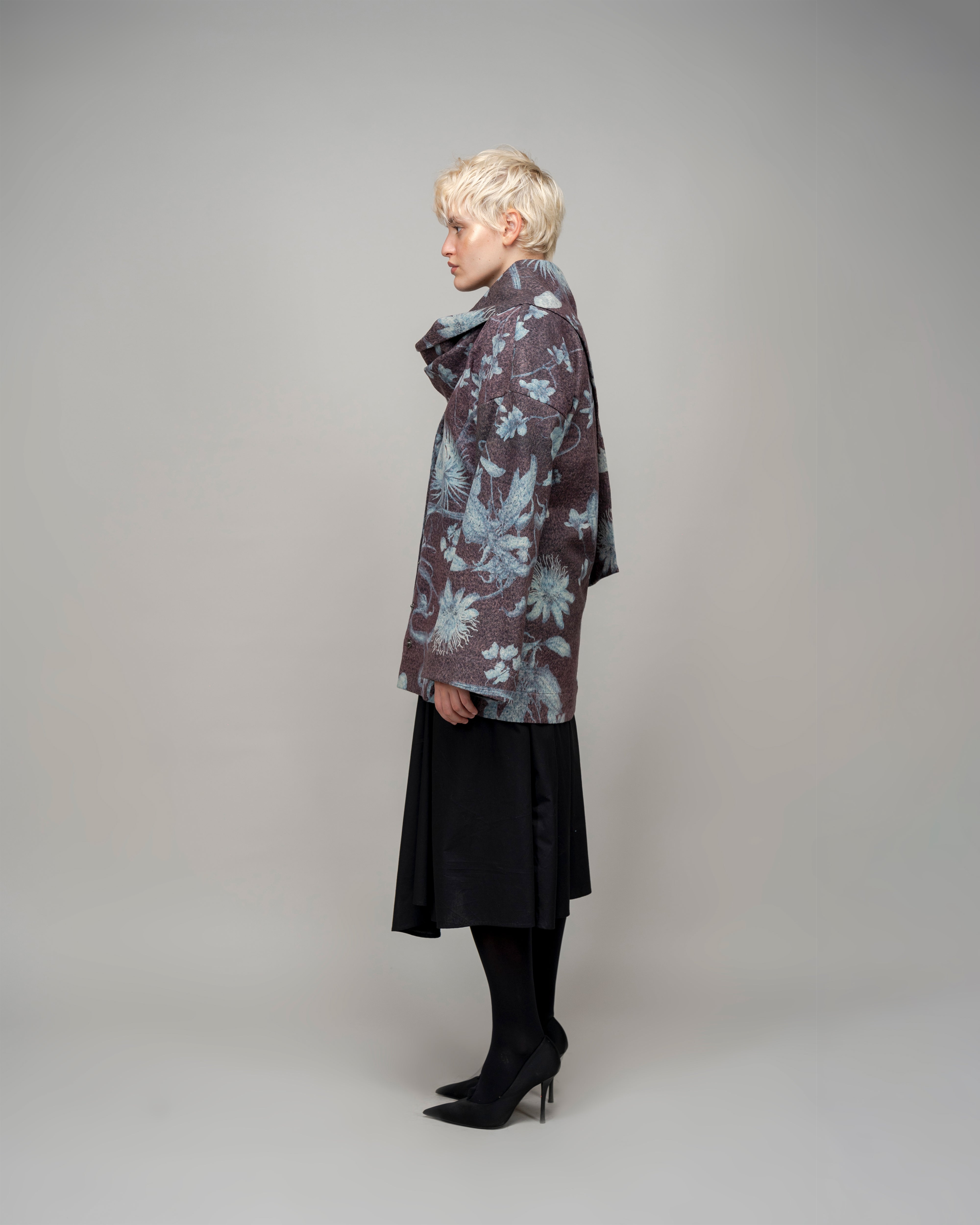 Garden Print Winter Day Jacket In Aurora Borealis