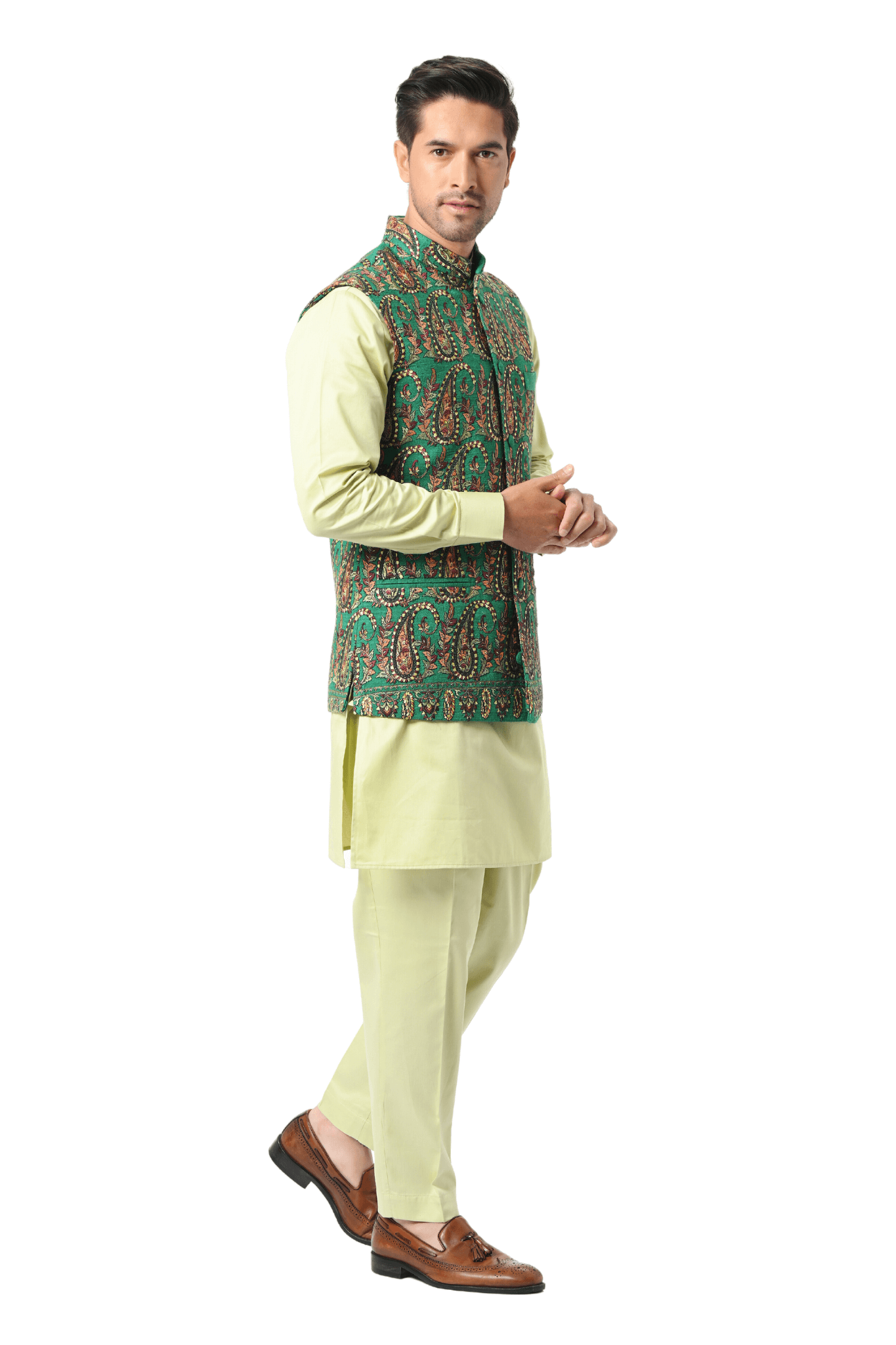 Bright Green Embroidered Men's Bandi