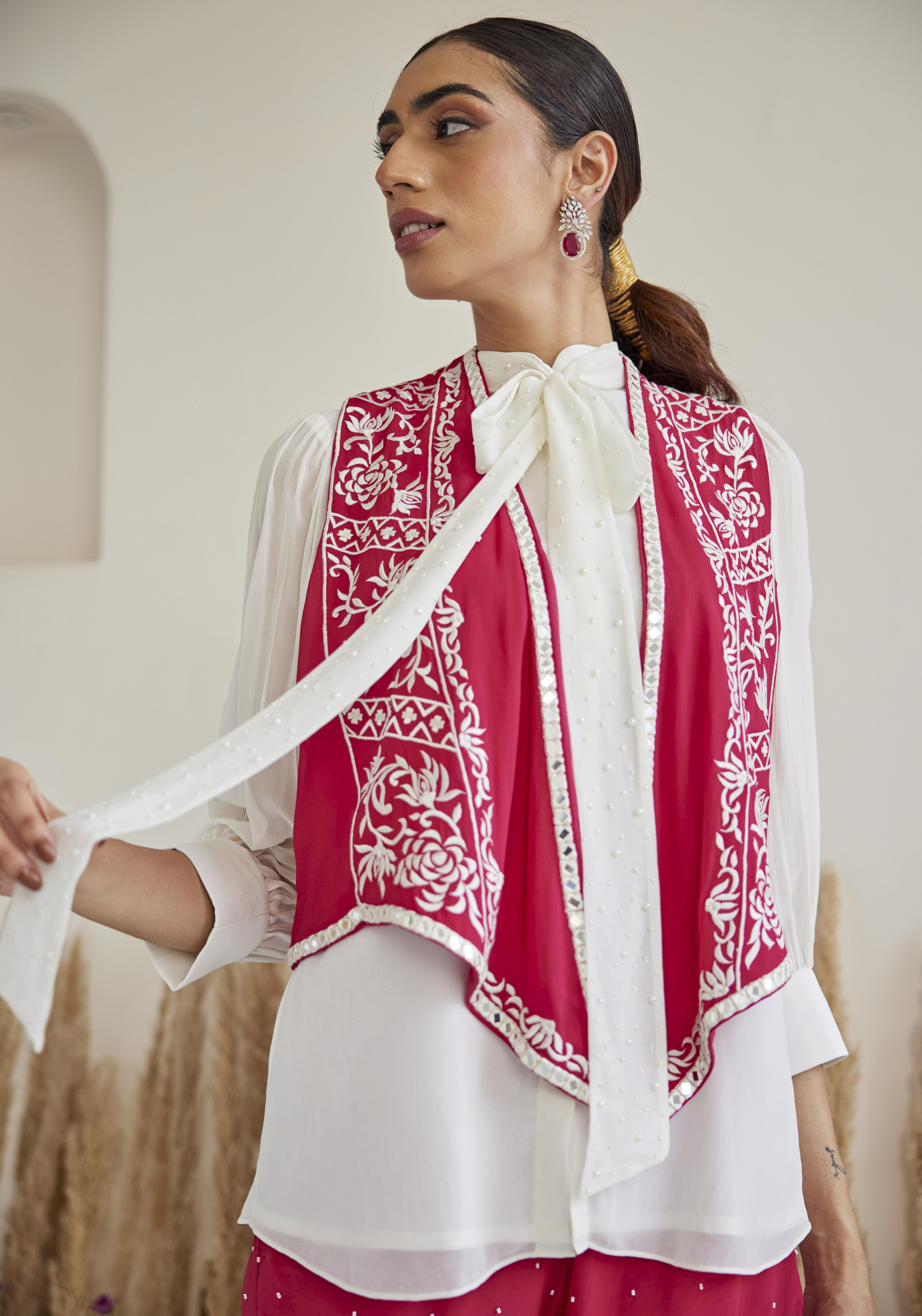 Embellished Tie Shirt