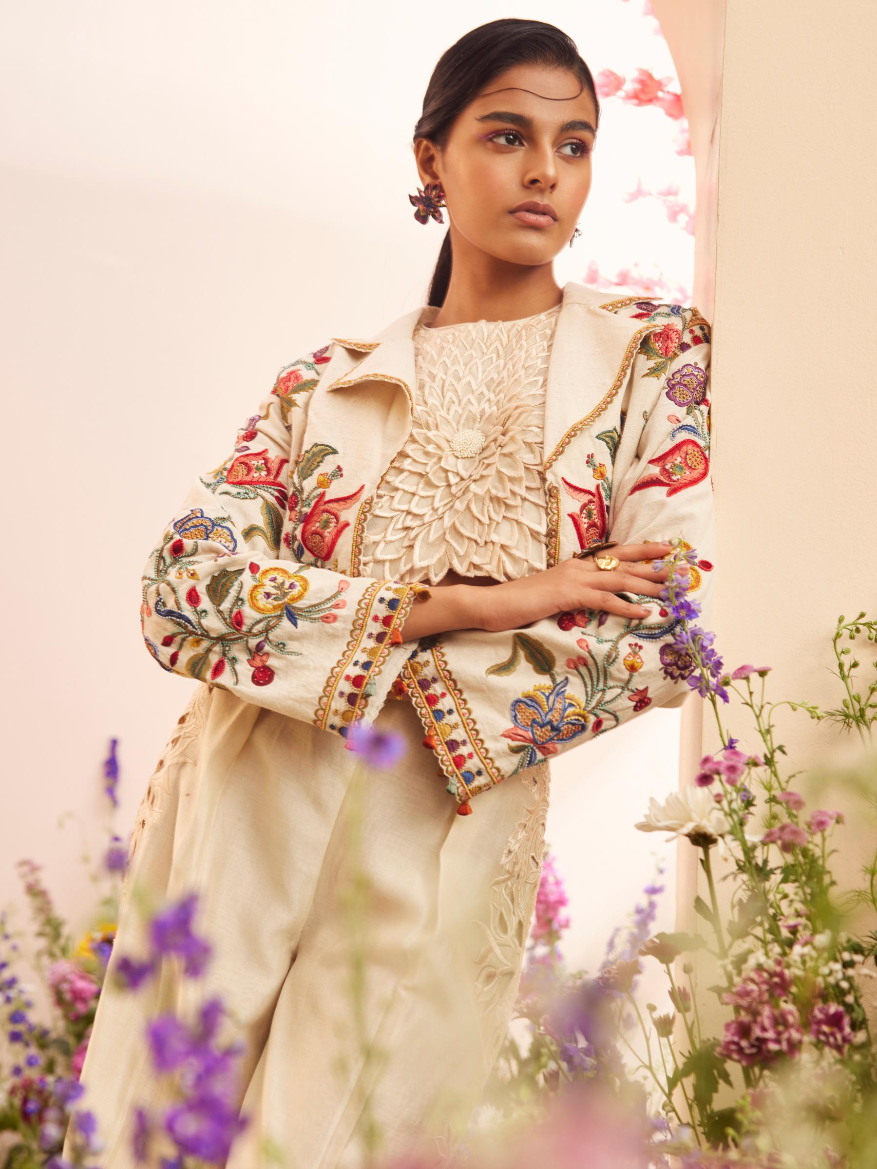 Ivory Embroidered Bolero Jacket