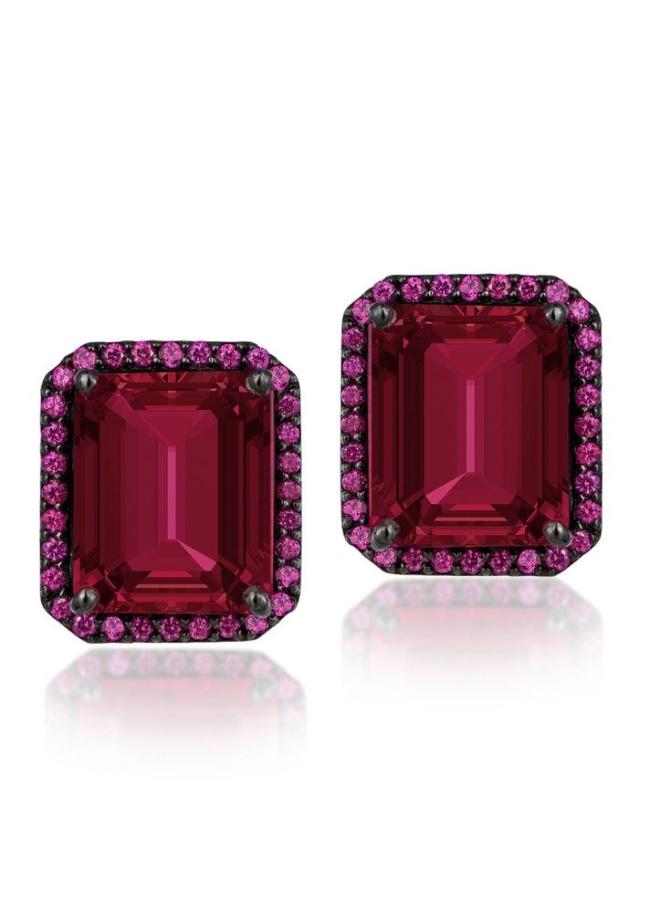 Synthetic Red Octagon Shaped Earstud