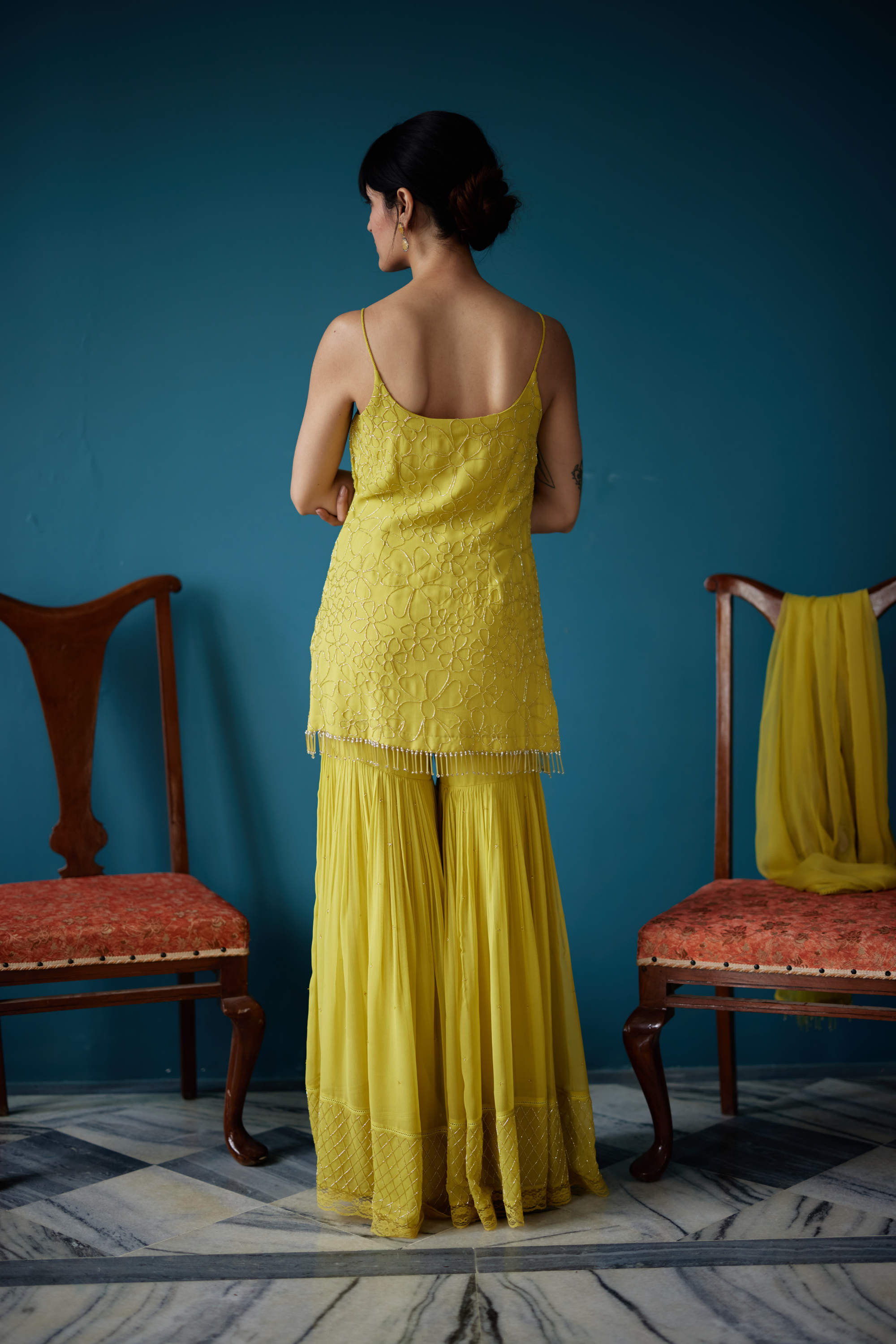 Lime Green Sharara Set