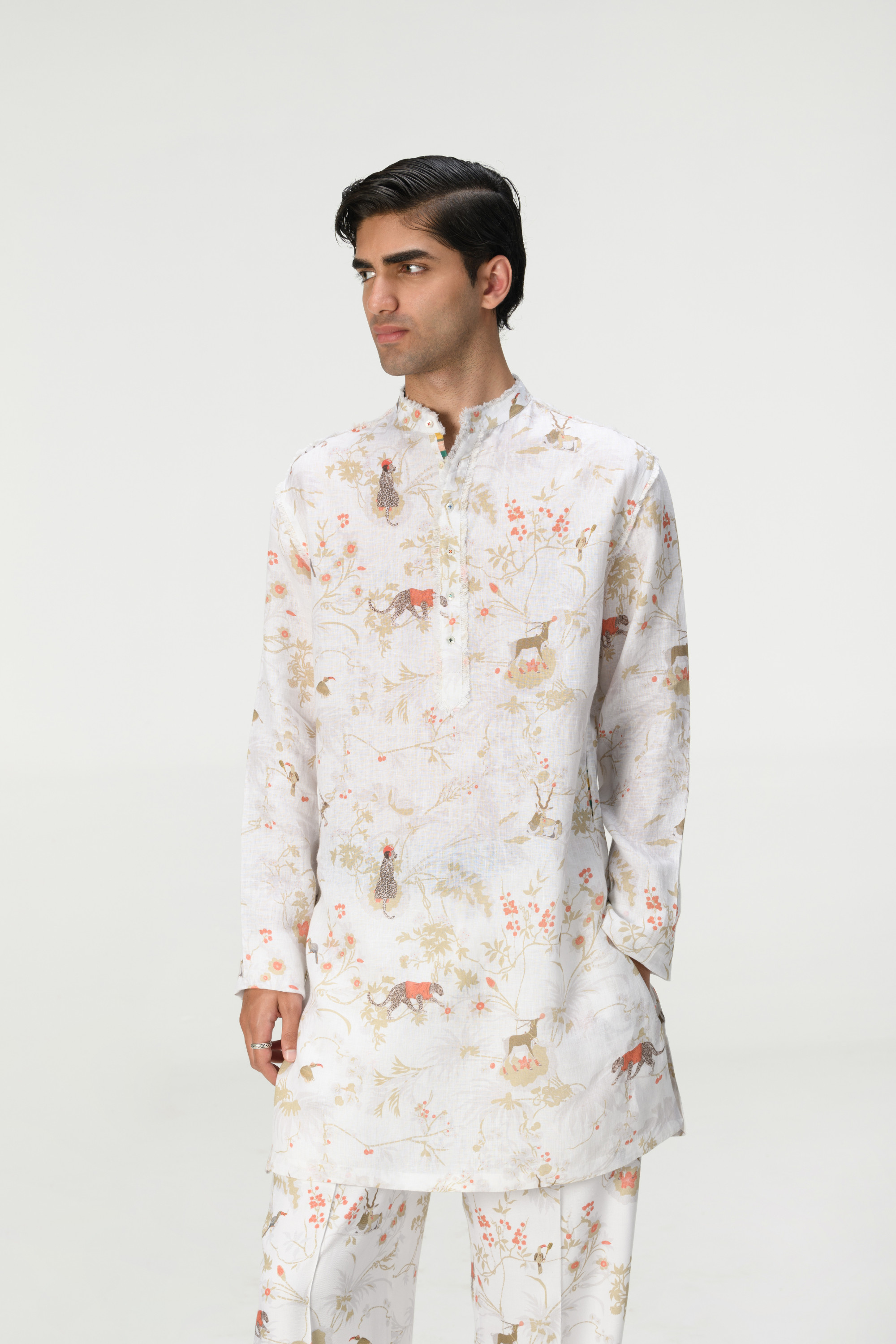 Rainforest Chhote Miyan Kurta Ivory Linen