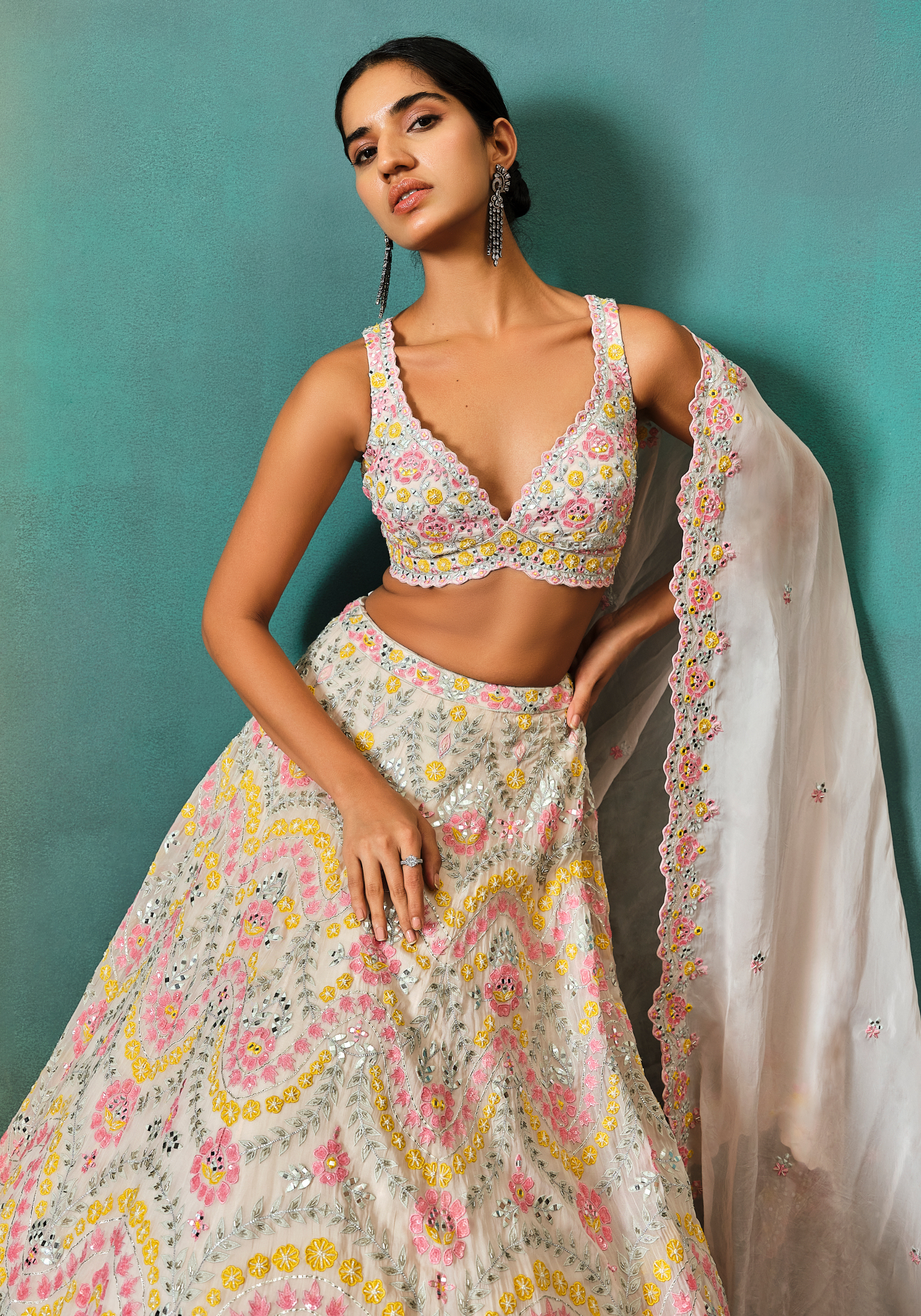 Pastel Applique Highlight Lehenga