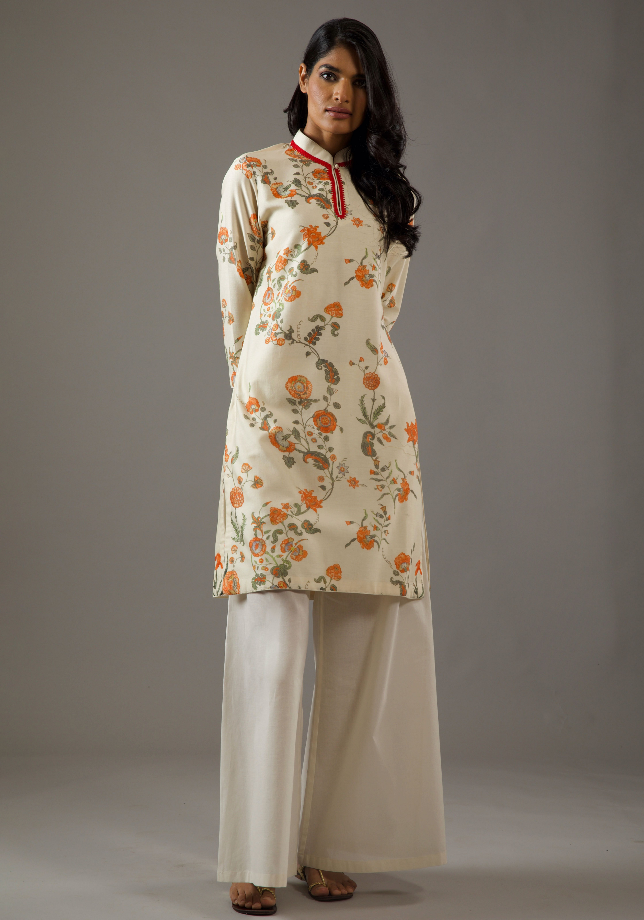Chanderi Silk Small Placement Printed Tunic Set