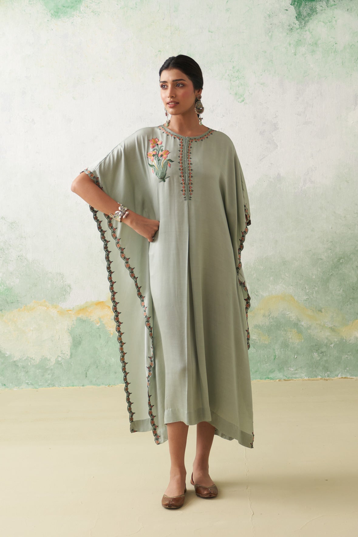 Satin Colorful Iris Petal Kaftan