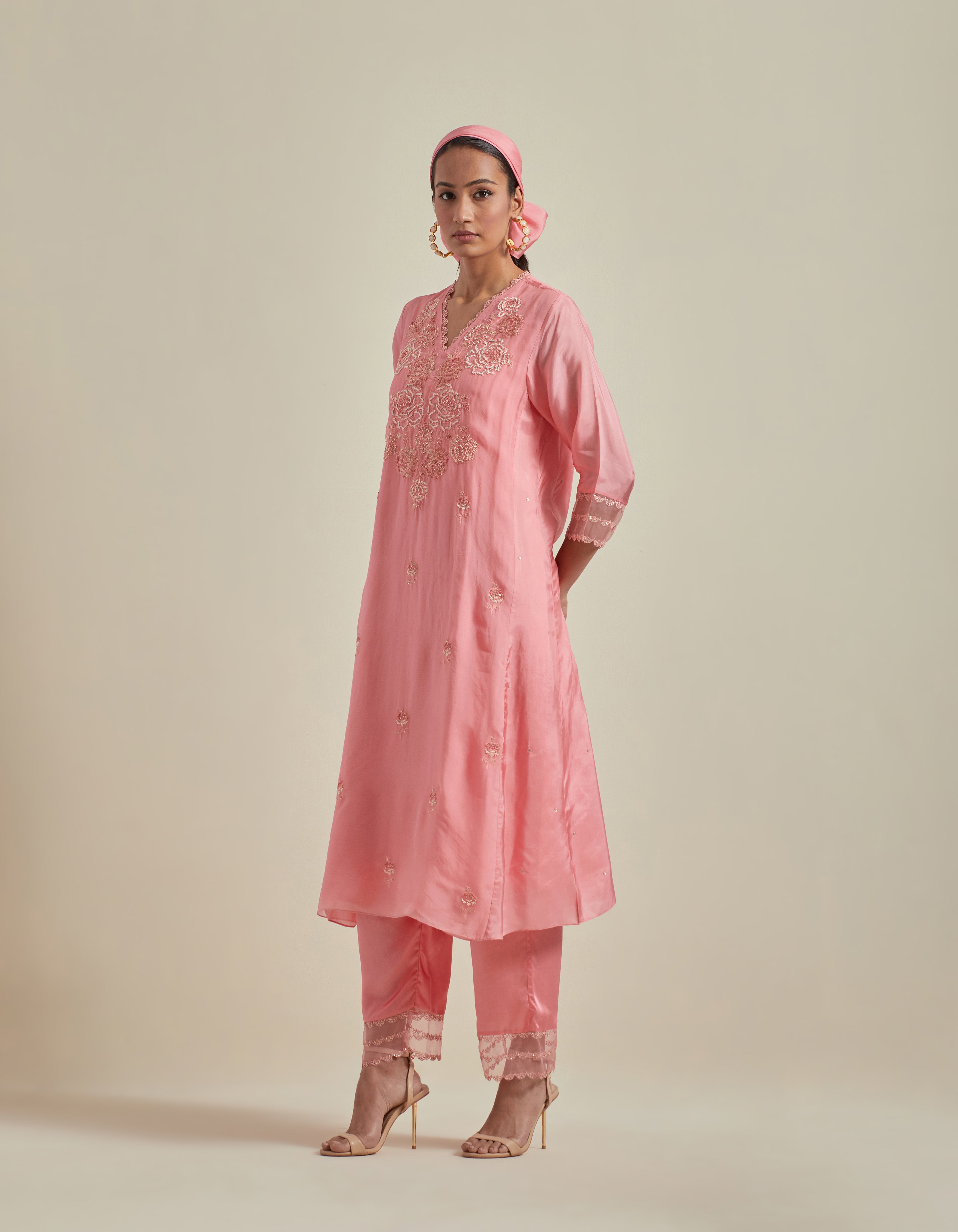 Pink A Line Kurta Set