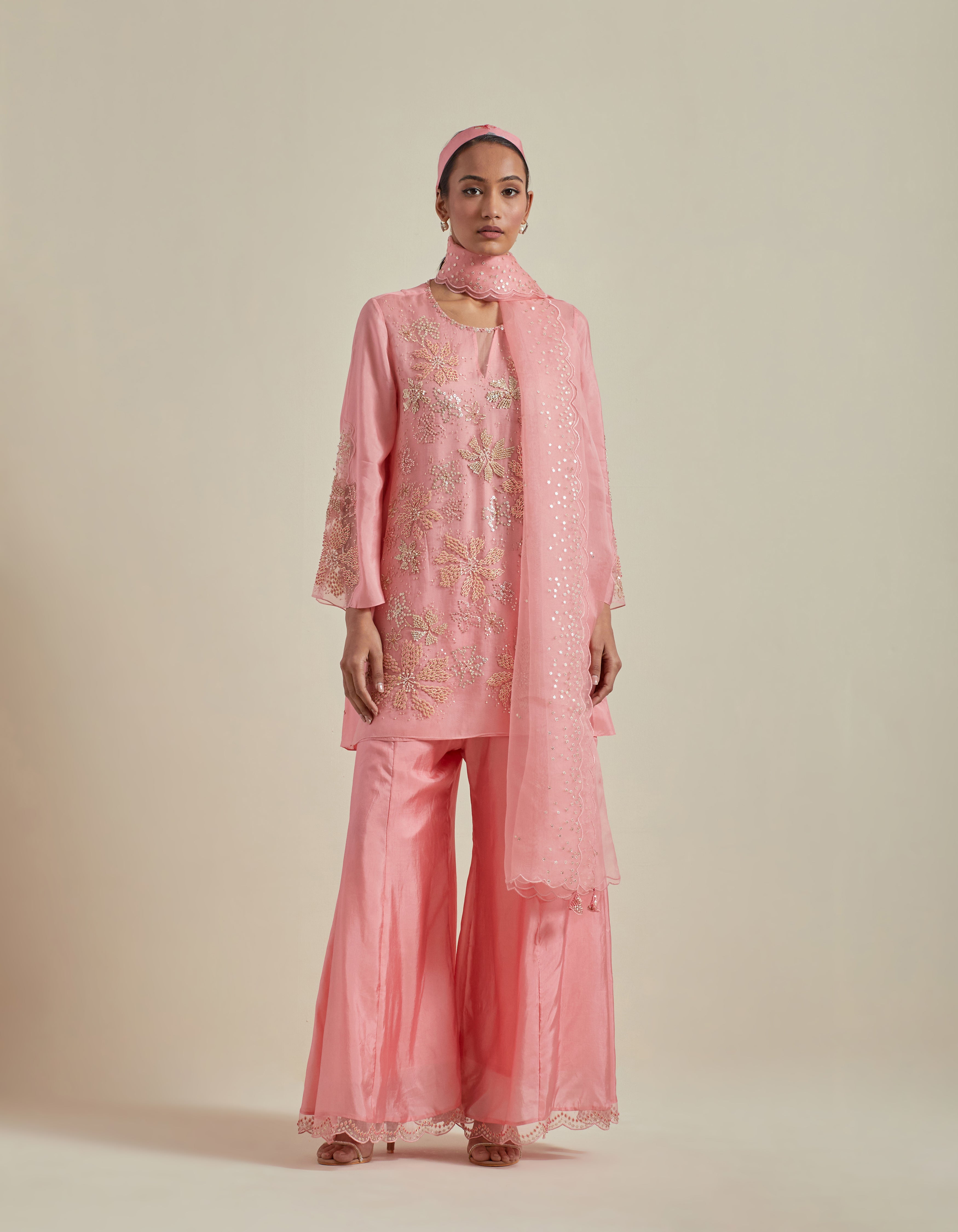 Pink Organza Dupatta