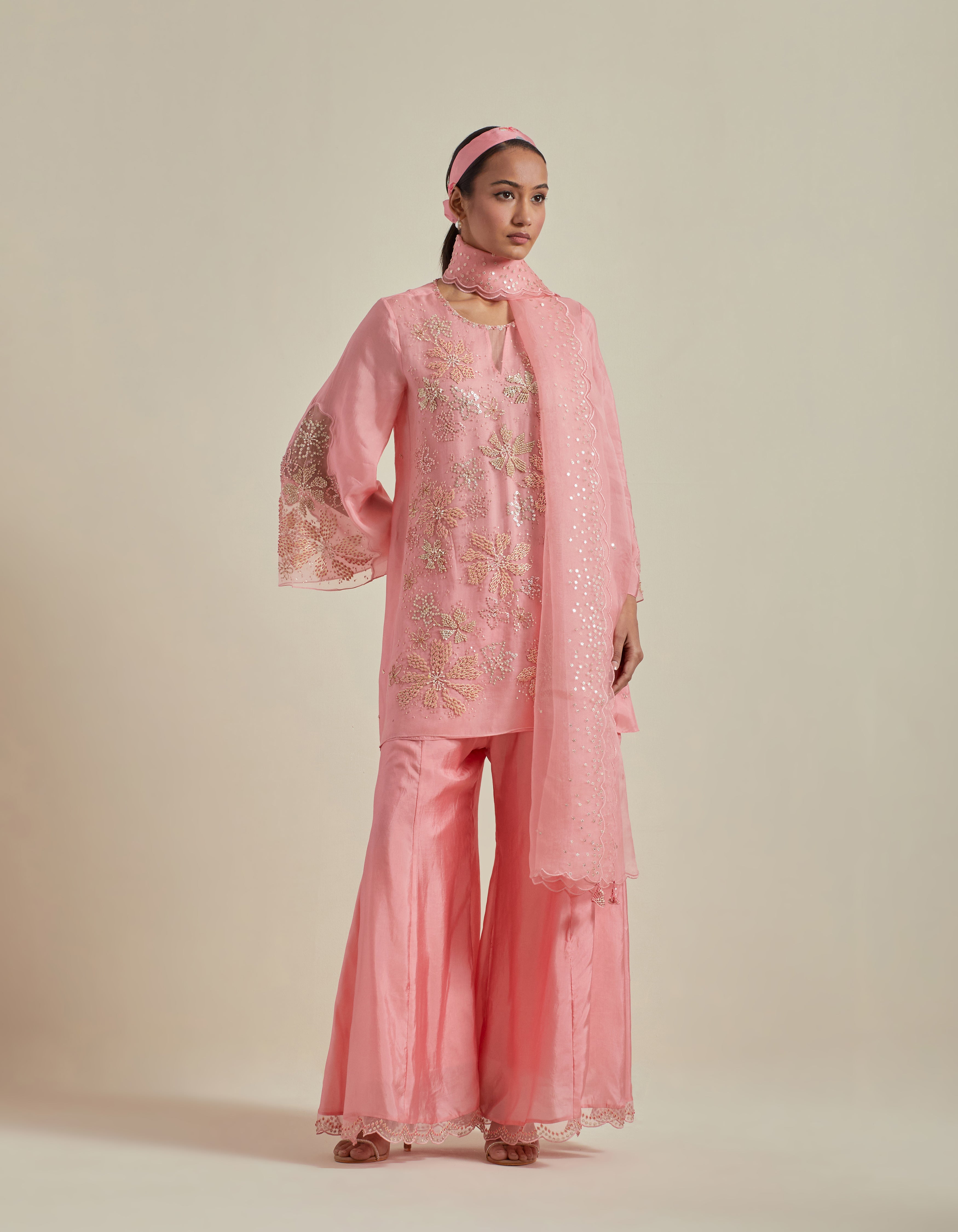 Pink Organza Dupatta