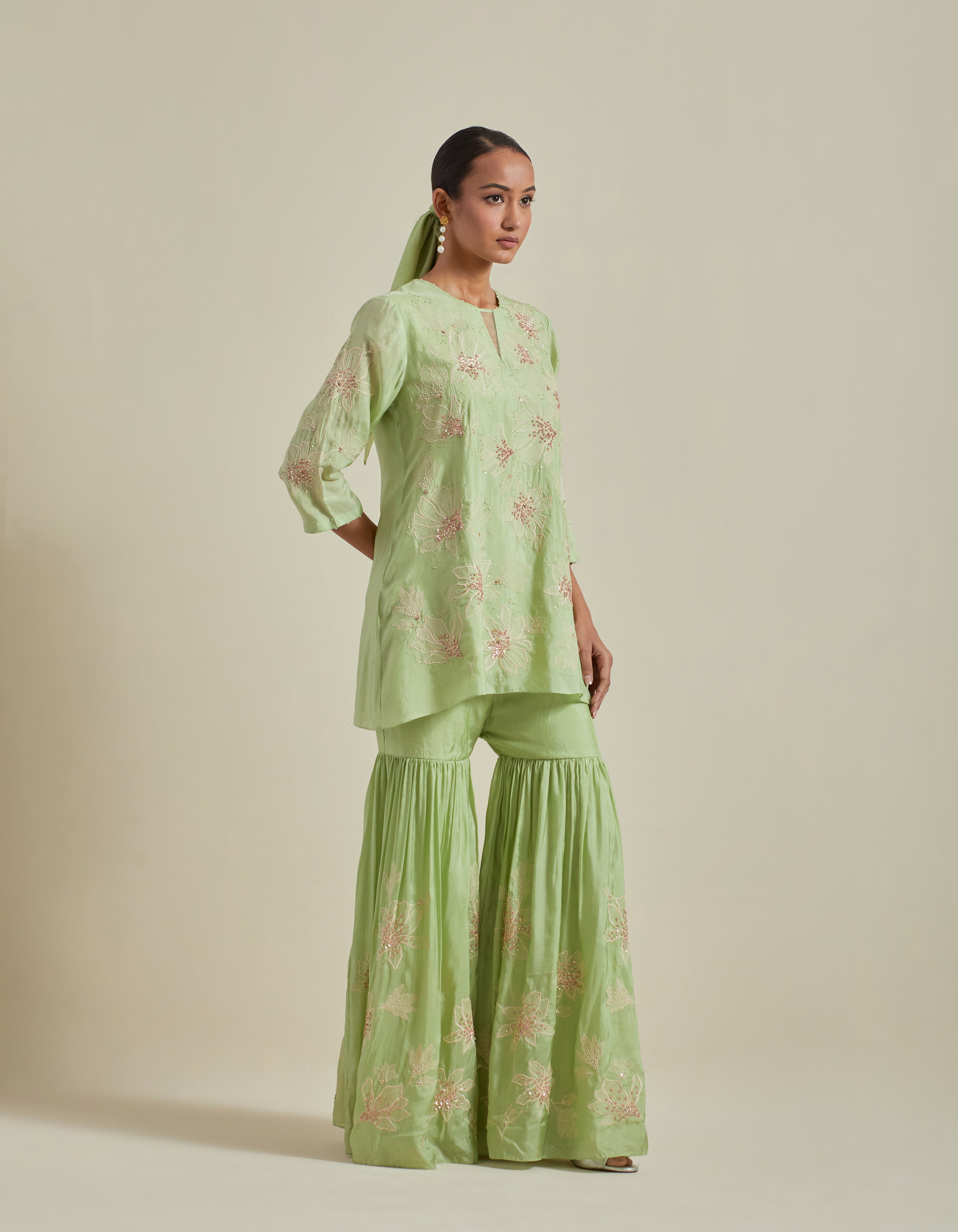 Green Sharara Set