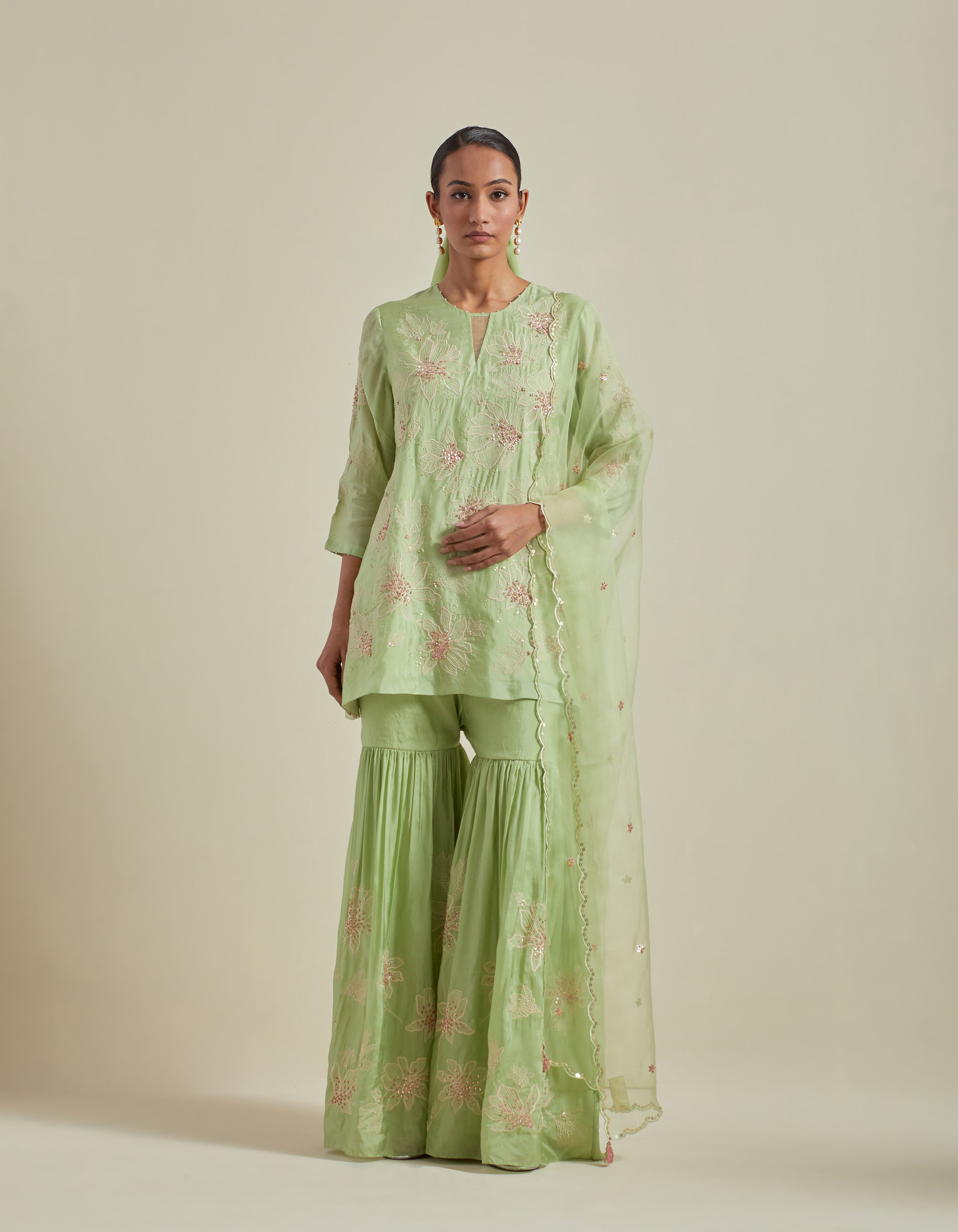 Green Organza Dupatta