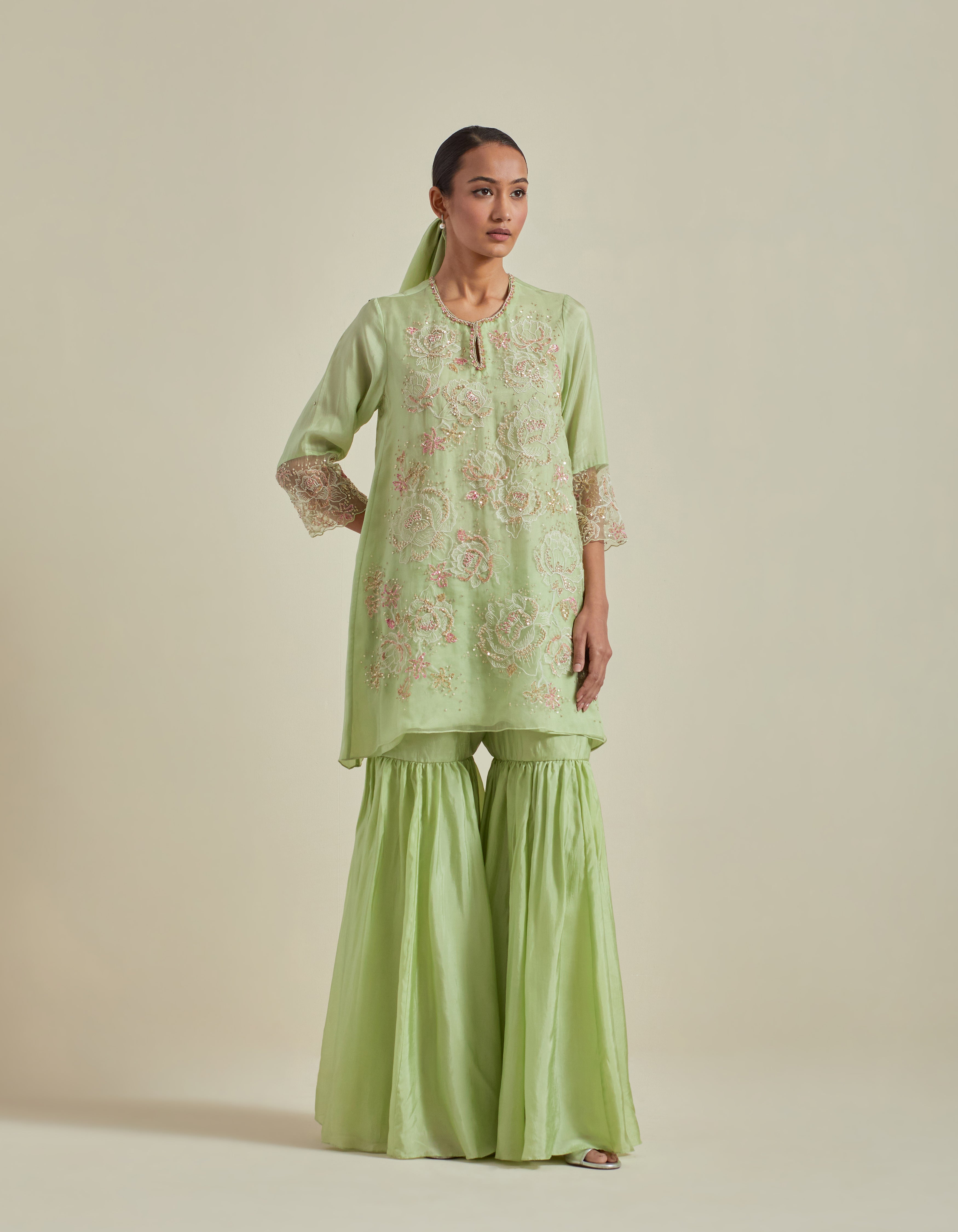 Green Sharara Set