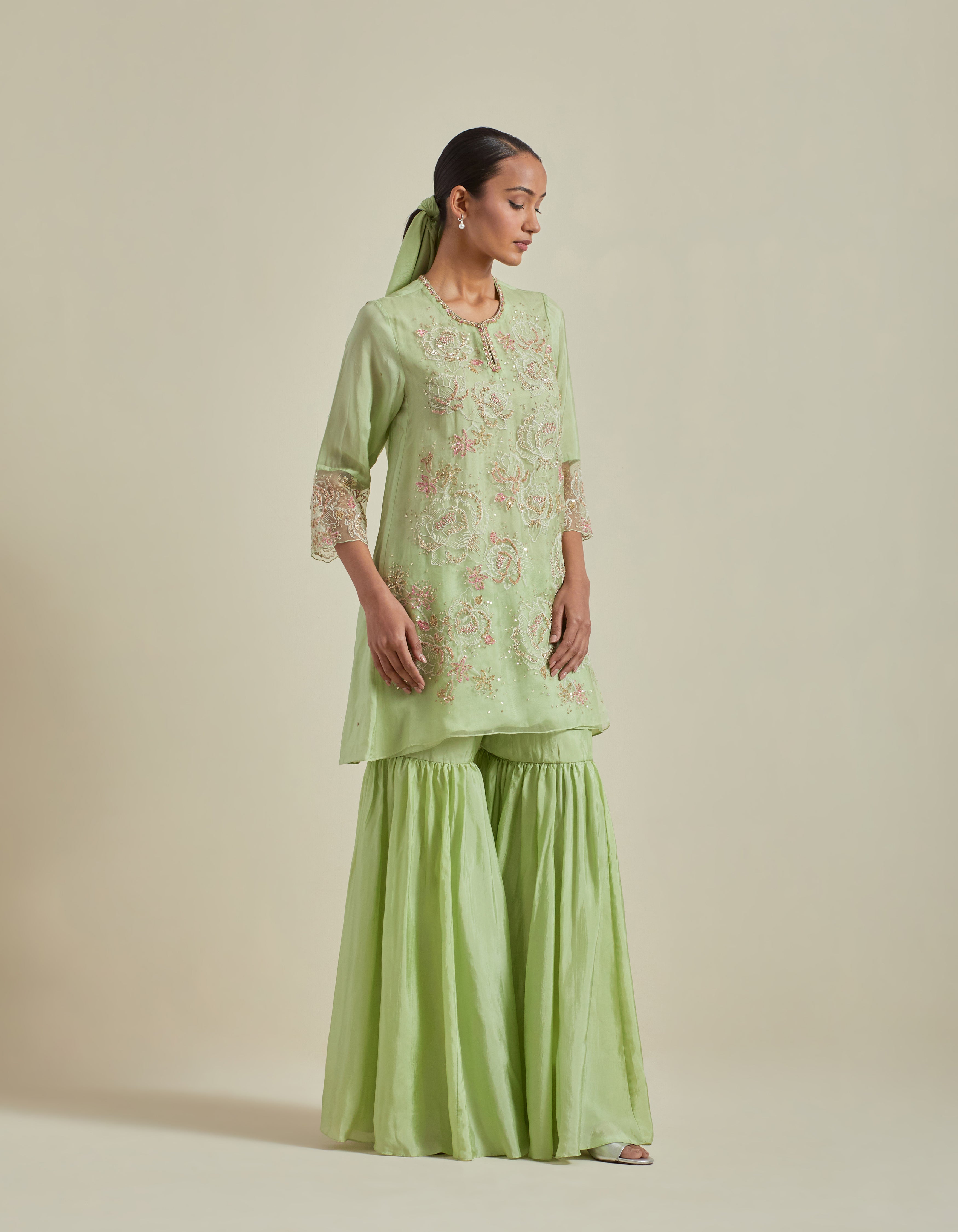 Green Sharara Set