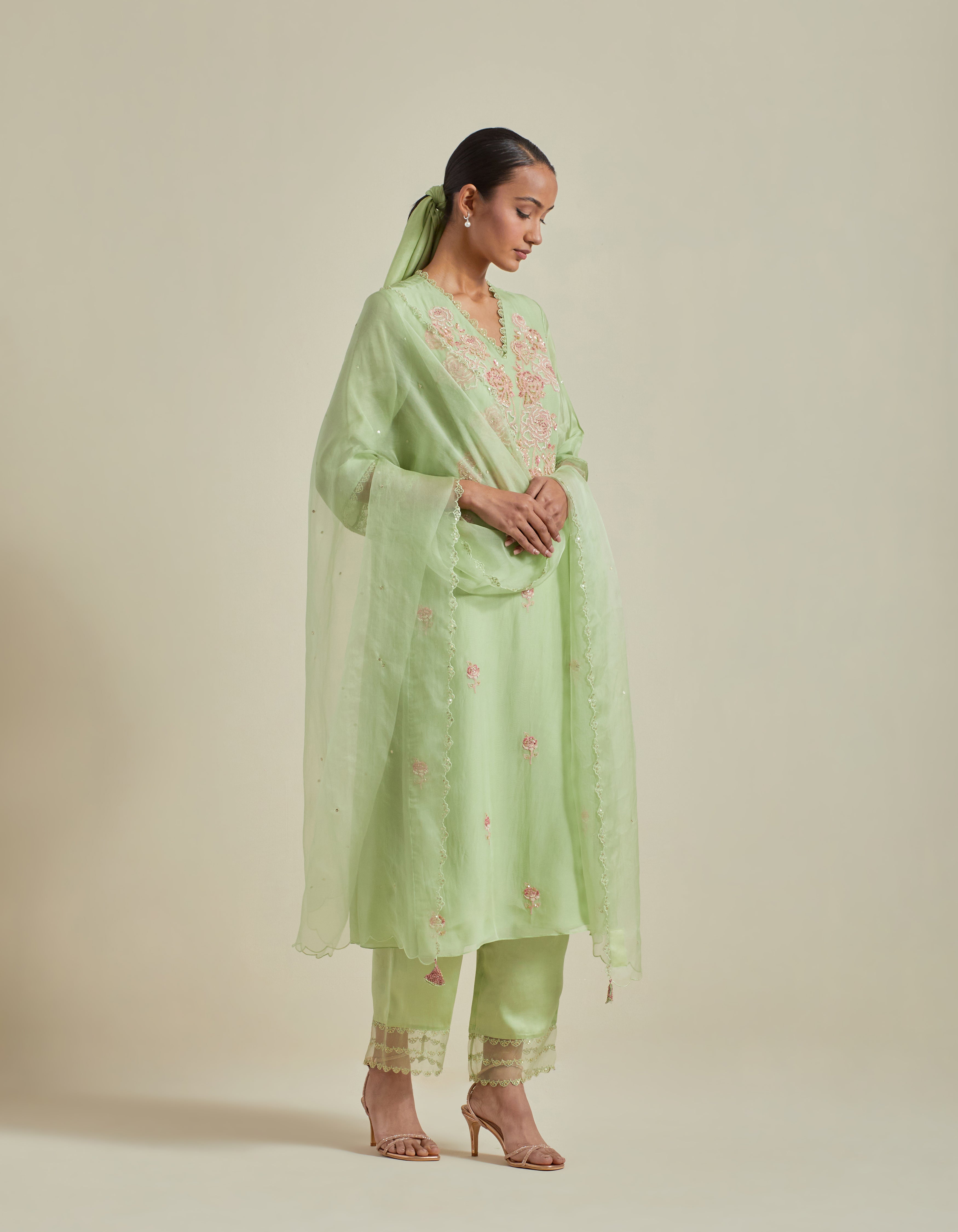 Green Organza Dupatta