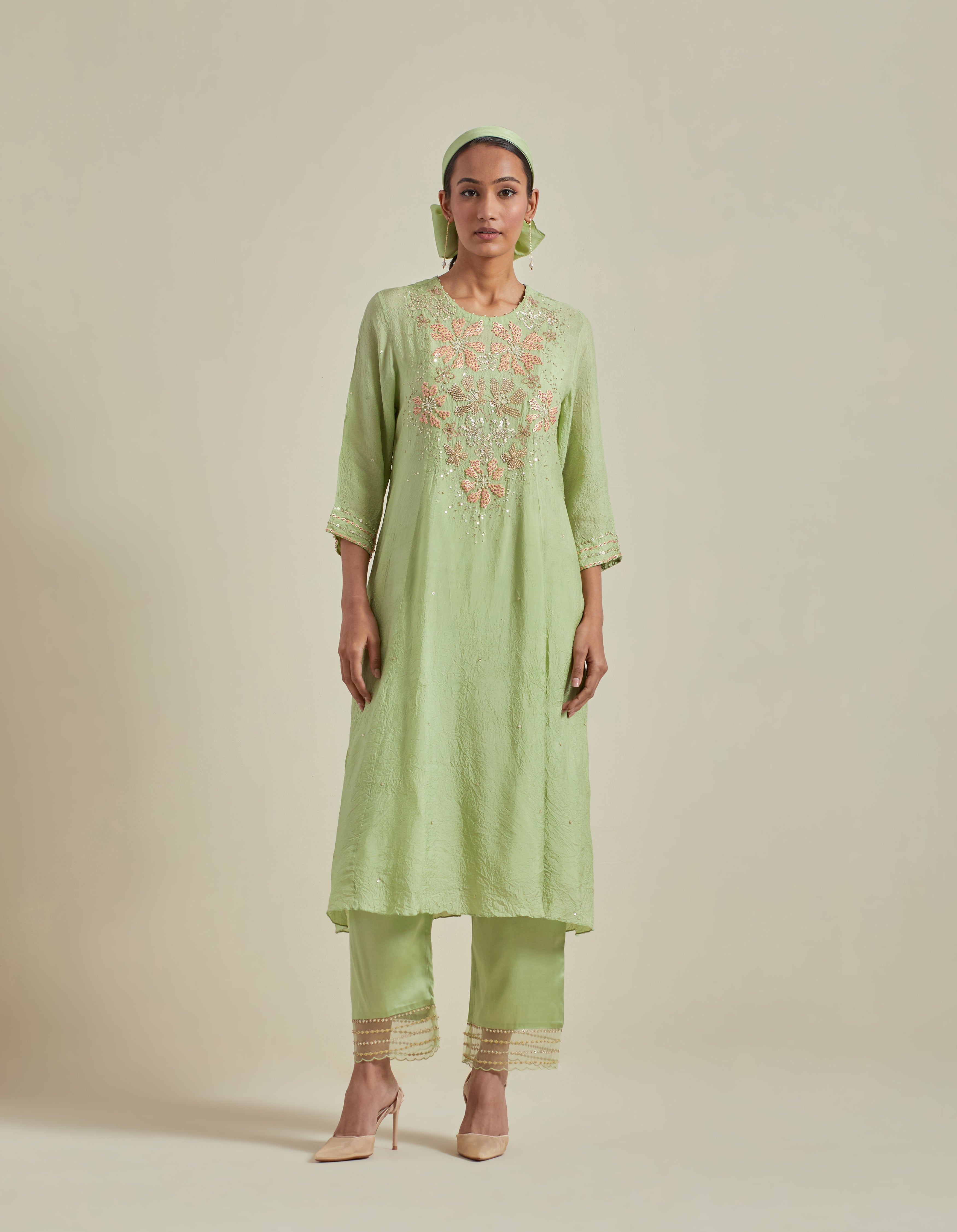 Green Straight Cut Kurta Set