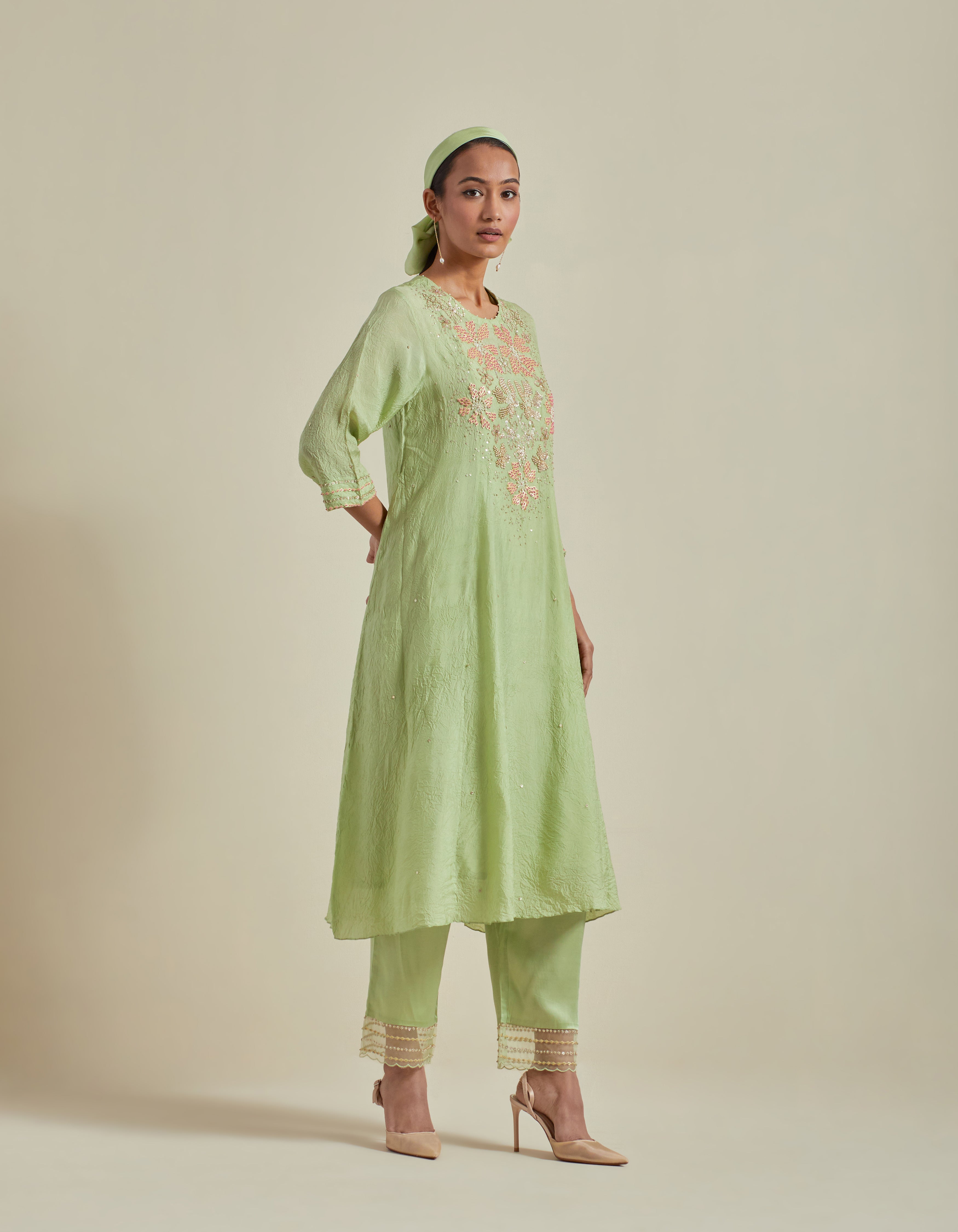 Green Straight Cut Kurta Set