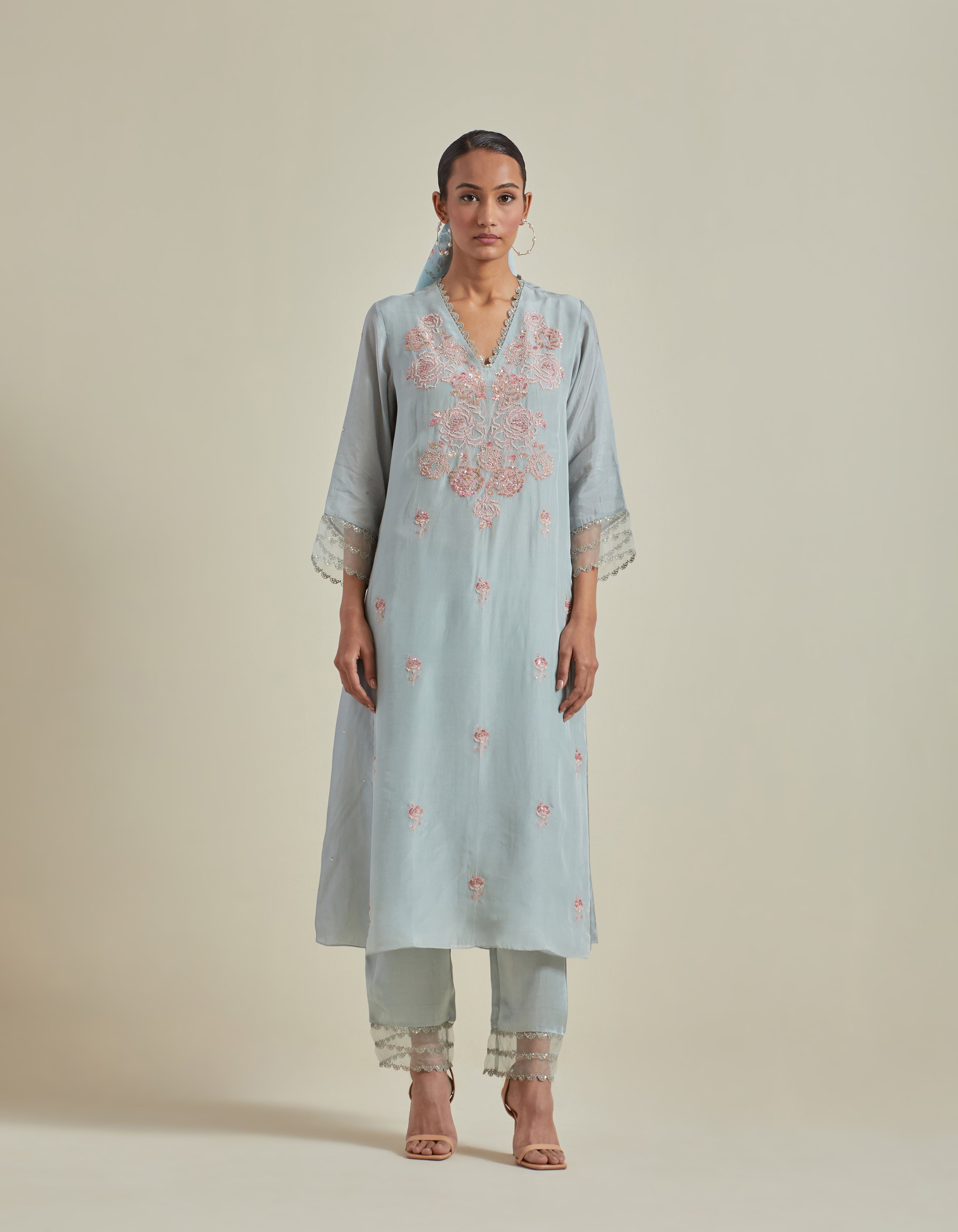 Blue A Line Kurta Set