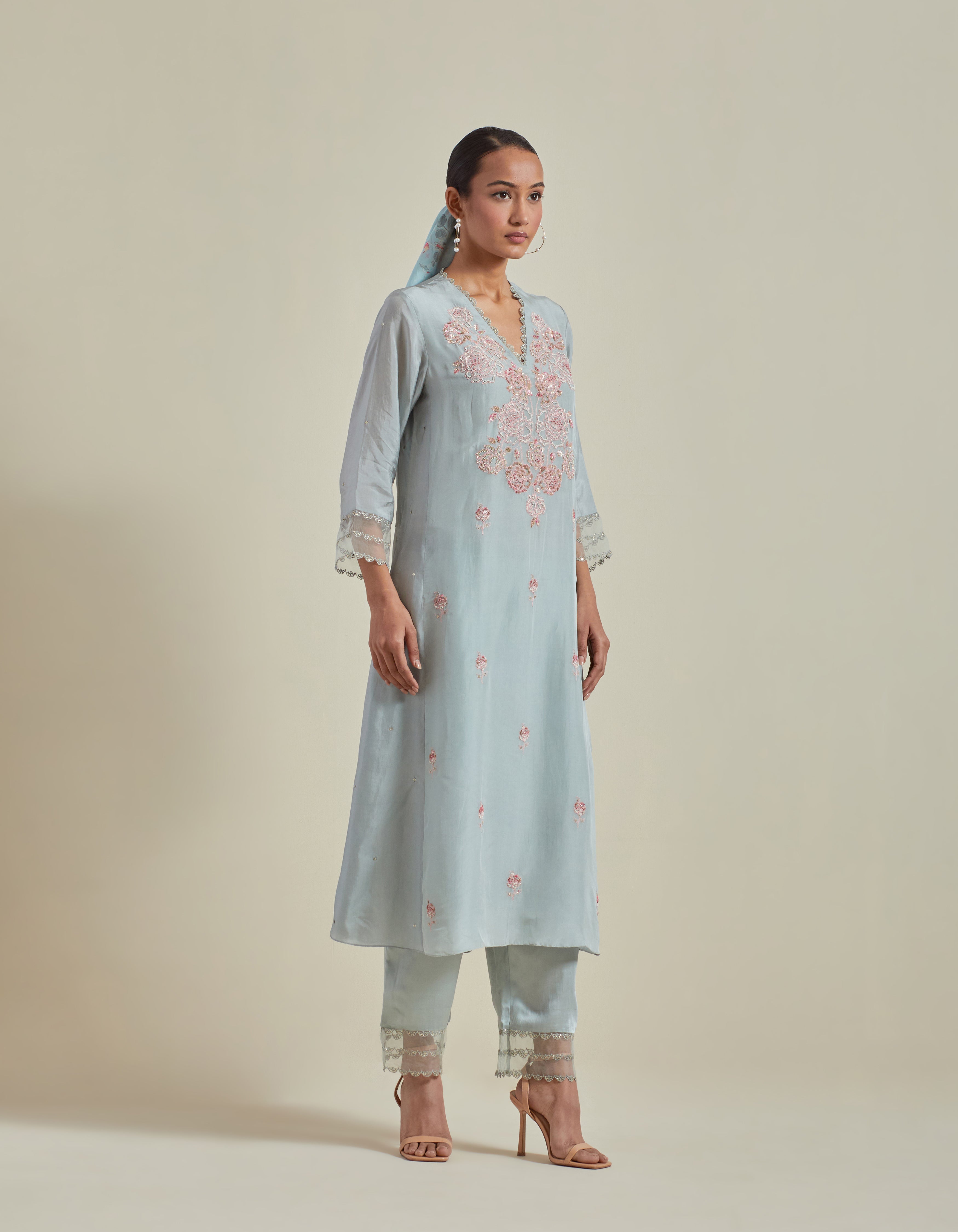 Blue A Line Kurta Set