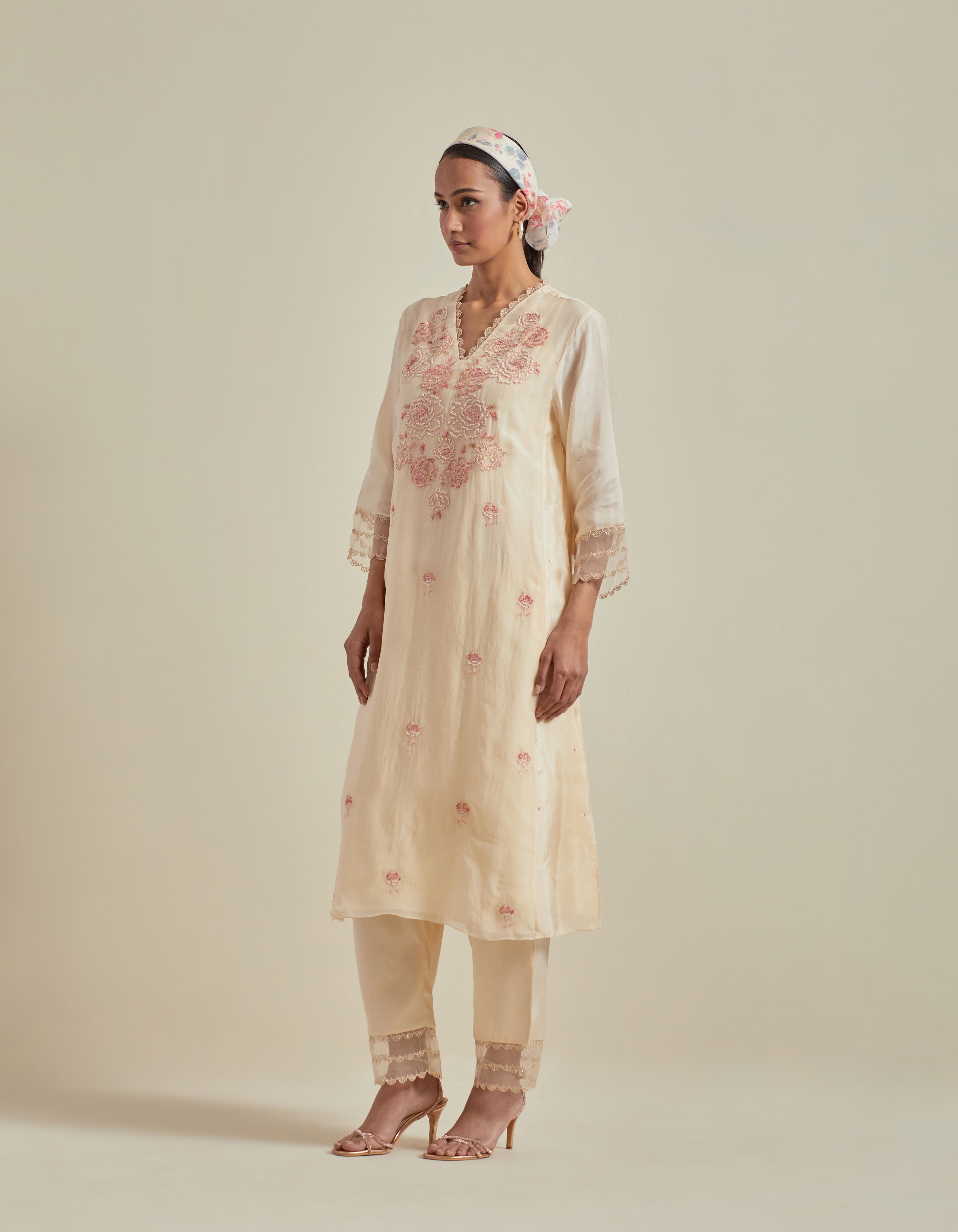 White A line Kurta Set