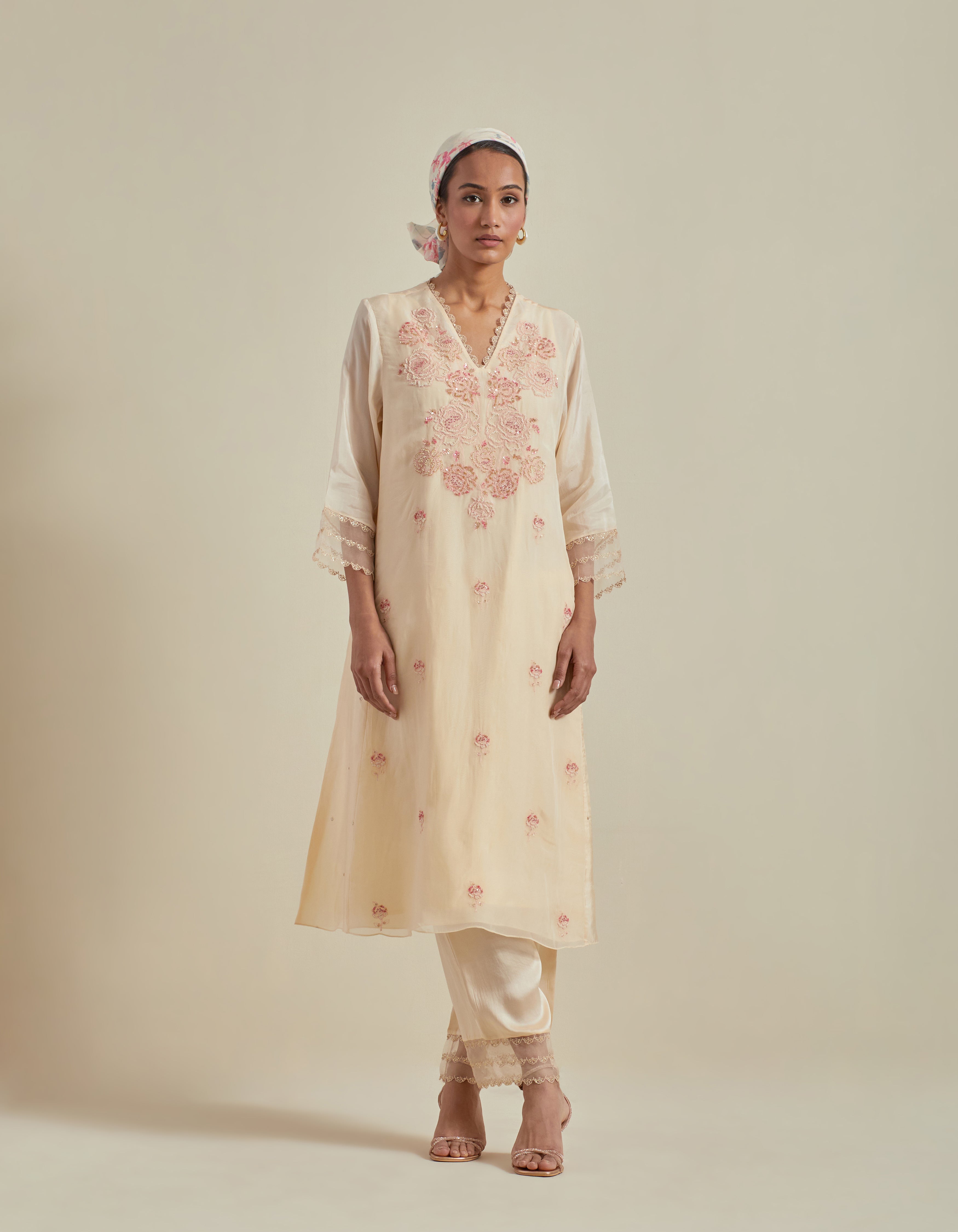 White A line Kurta Set