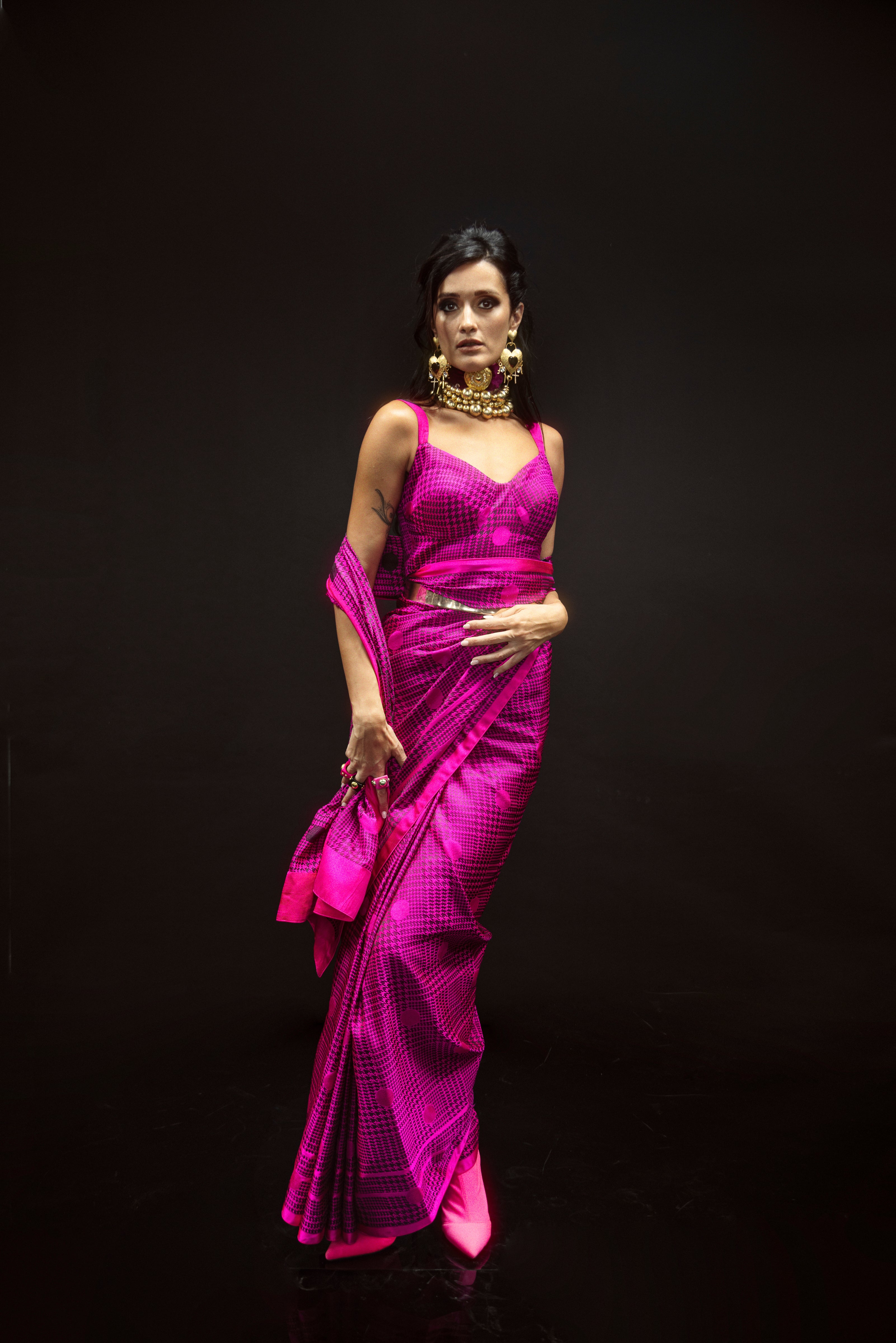 Pink Polka Glen Plaid