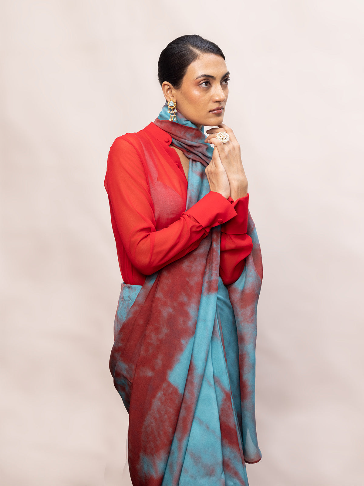 Multicolour Chiffon Digital Print Saree