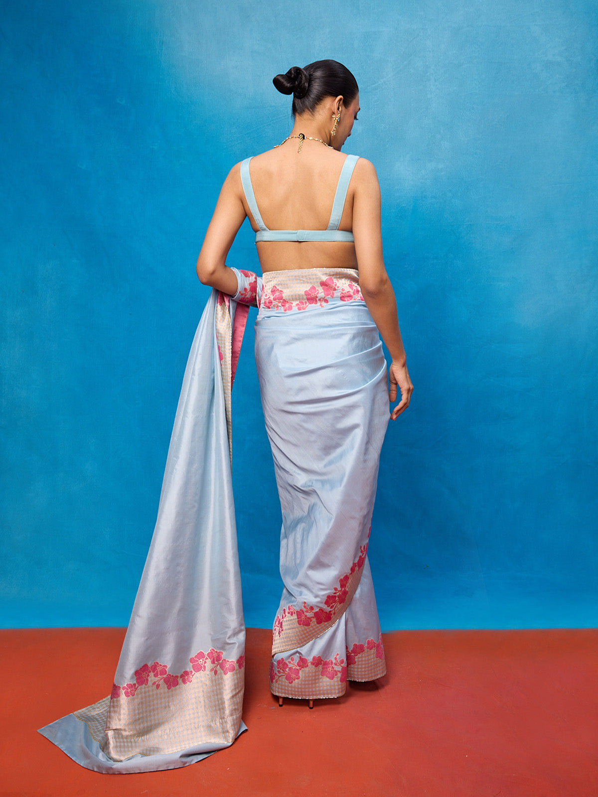 Handwoven Ice Blue Silk Banarasi Saree