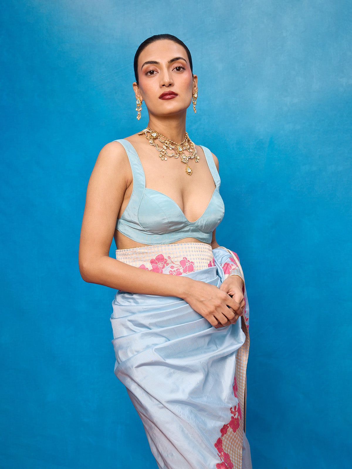 Handwoven Ice Blue Silk Banarasi Saree