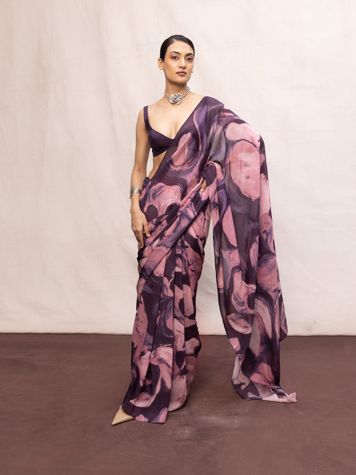 Multicolour Chiffon Digital Print Saree