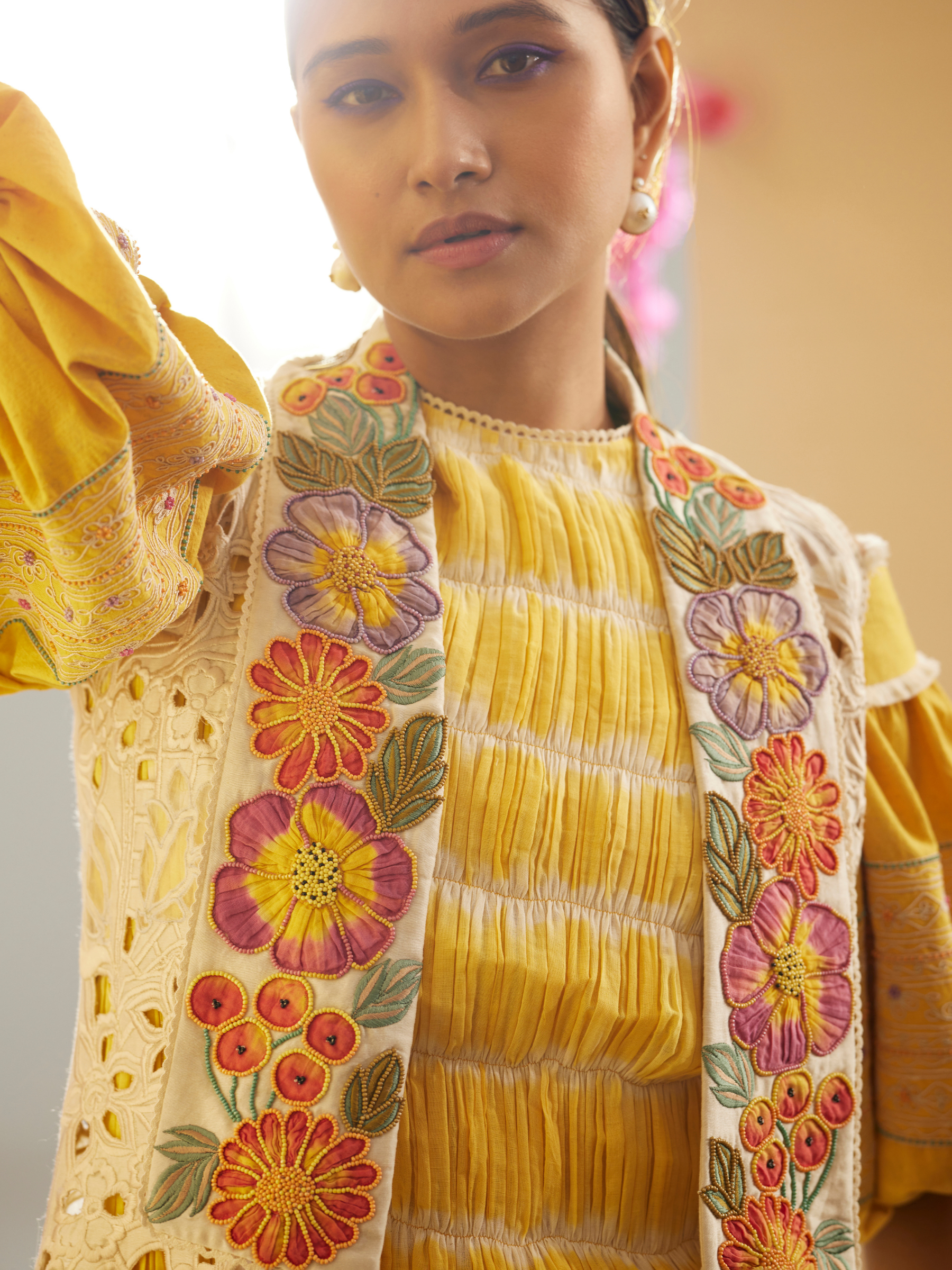 Ivory Sheer Applique And Cutwork Jacket