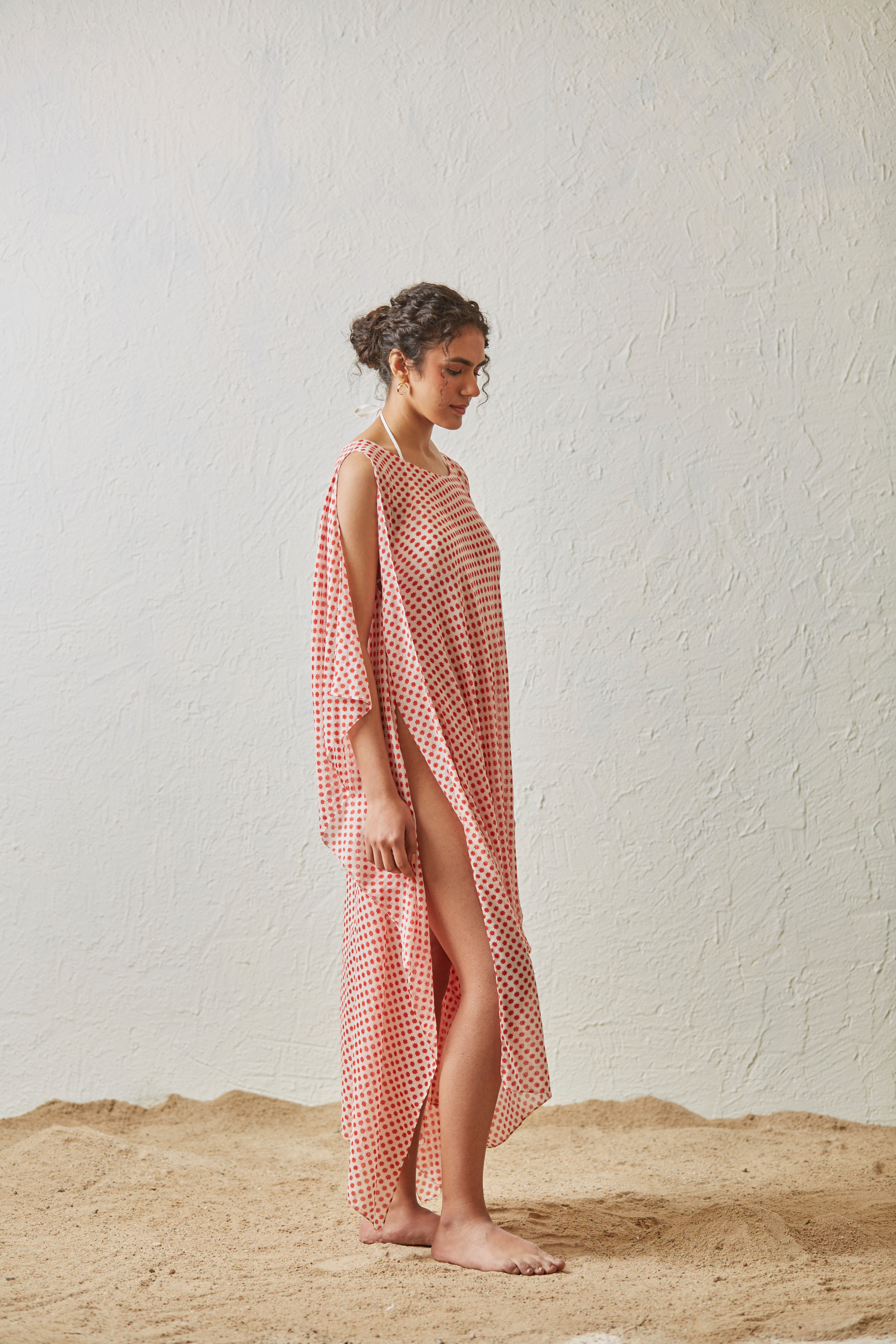 Printed Long Draped Dress