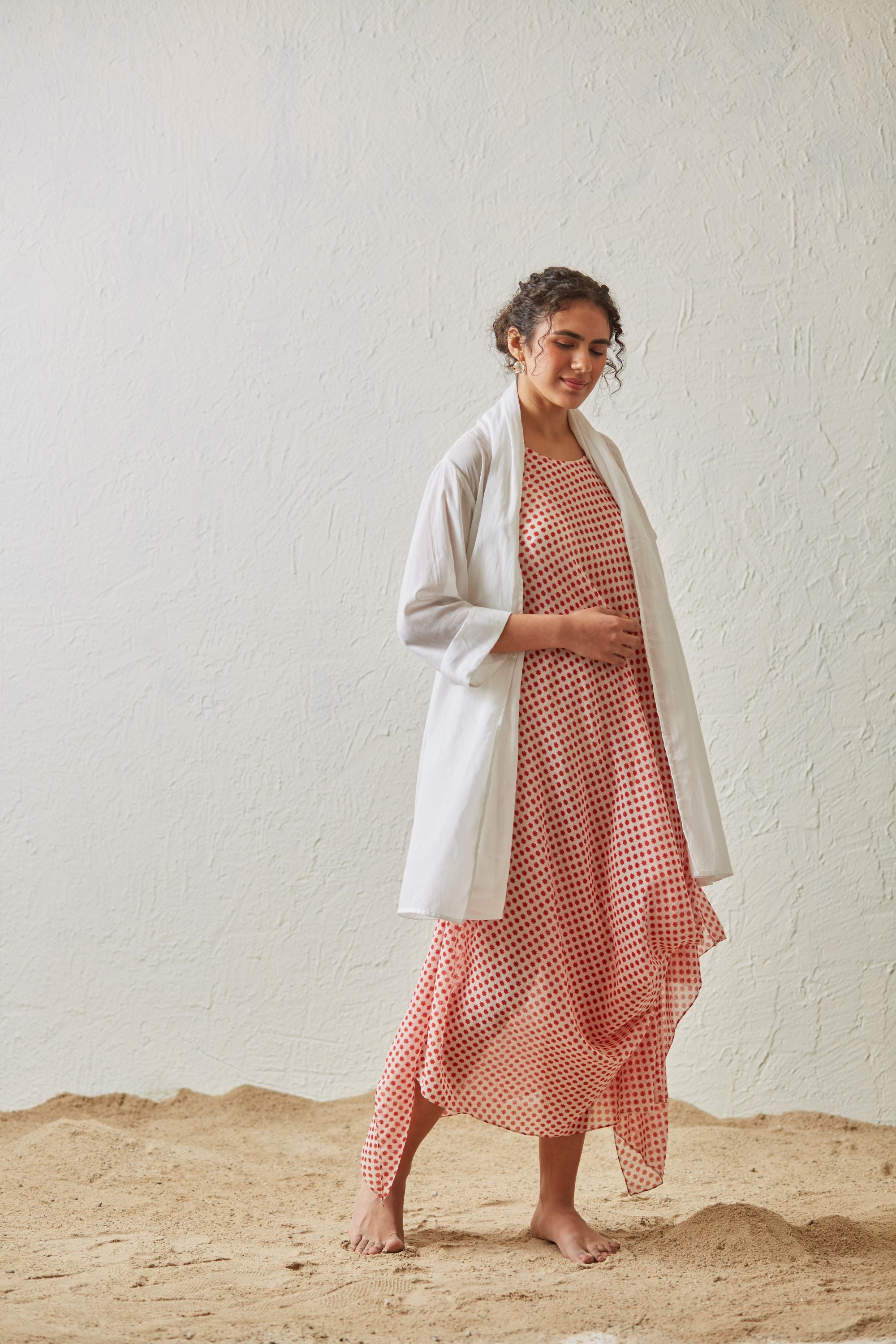 Printed Long Draped Dress