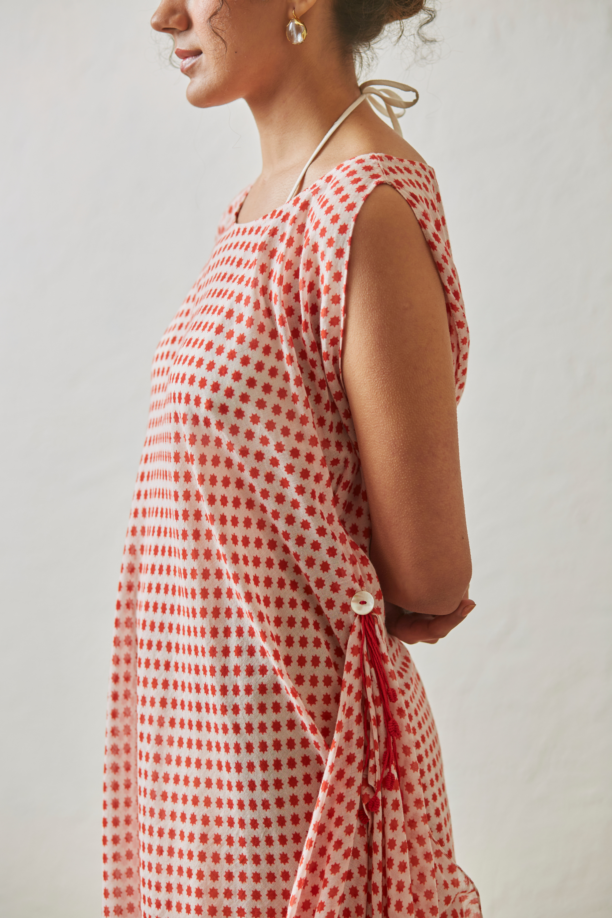Printed Long Draped Dress