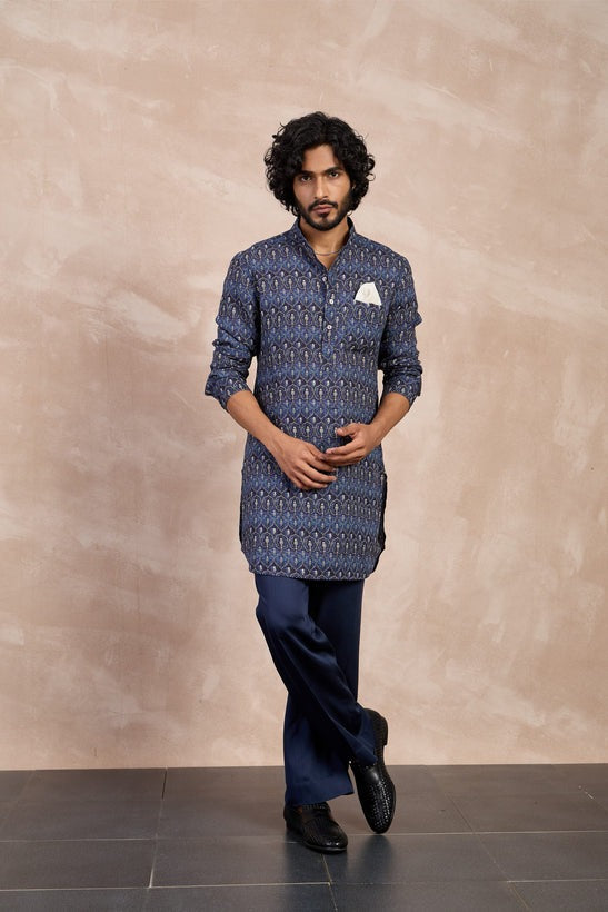 Navy Chintz Kurta Set