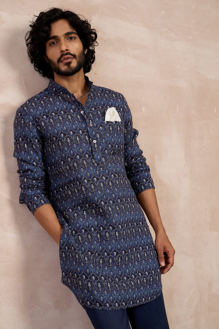 Navy Chintz Kurta Set